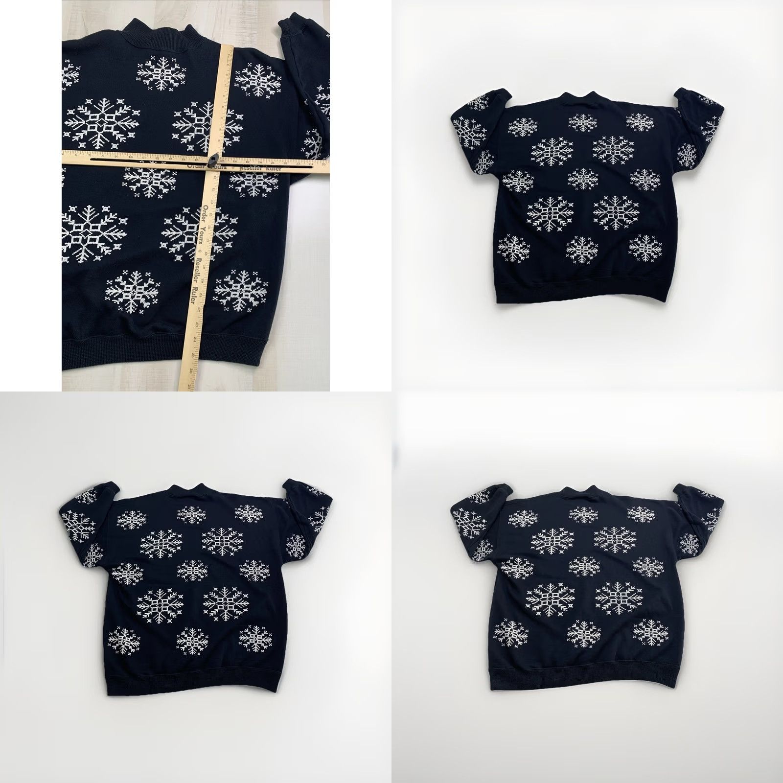 Vintage VINTAGE Ricki Division Of Ericka Black 3/4 Sleeve Snowflake Sweater L Womens Snowflake 80s Pullover High Neck Cotton Blend Swing KU Size L / US 10 / IT 46 - 8 Thumbnail