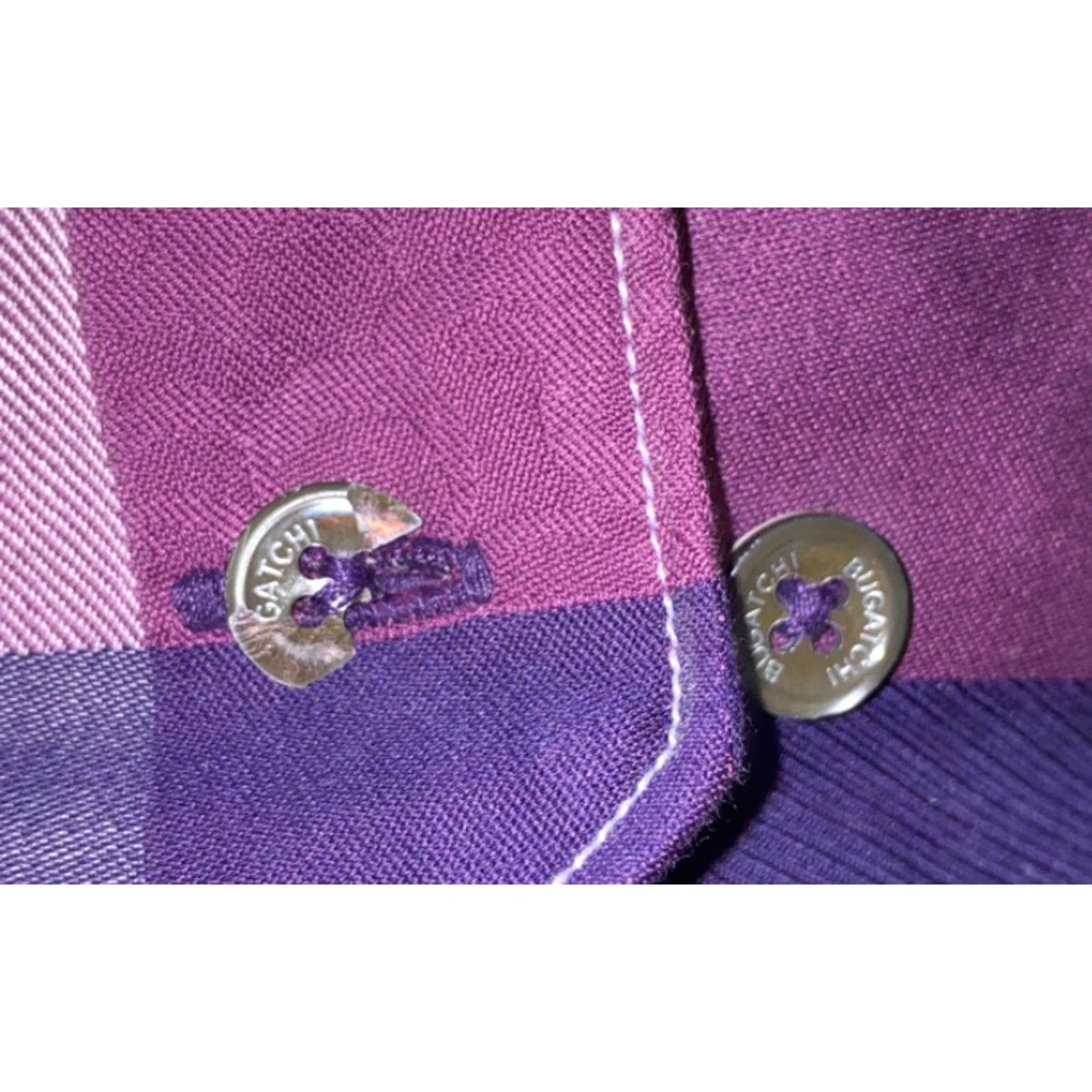 BUGATCHI Bugatchi Uomo Shirt Mens Purple Long Sleeve Checkered Button-Up Size L Size US L / EU 52-54 / 3 - 5 Thumbnail