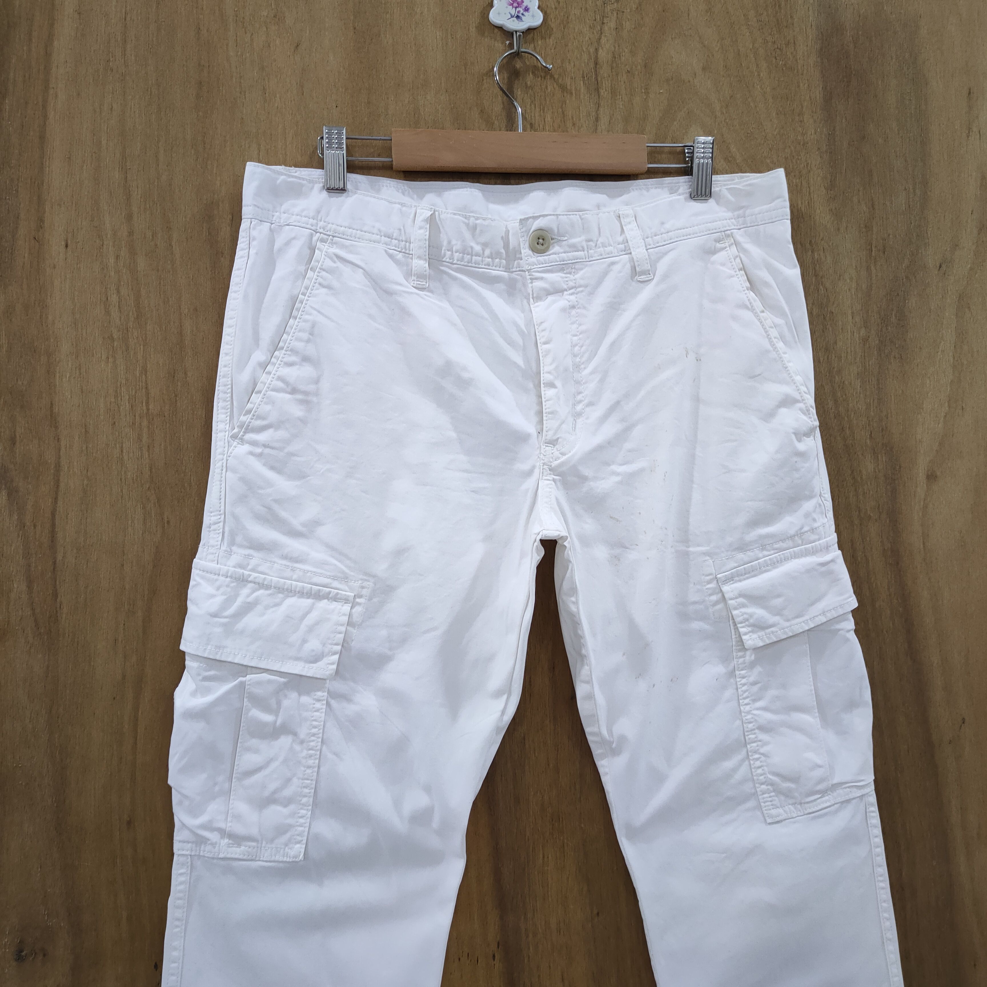 Japanese Brand JAPANESE WHITE YELLOW SKINNY CARGO PANTS Size US 33 - 3 Thumbnail