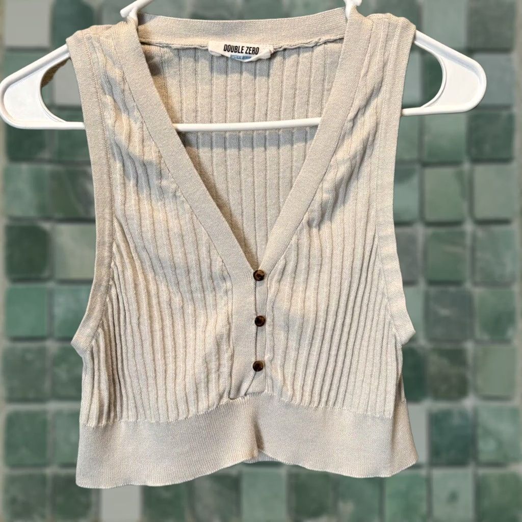 Vintage Double Zero Women's Cream M Tank Vest Crop Size M / US 6-8 / IT 42-44 - 1 Thumbnail
