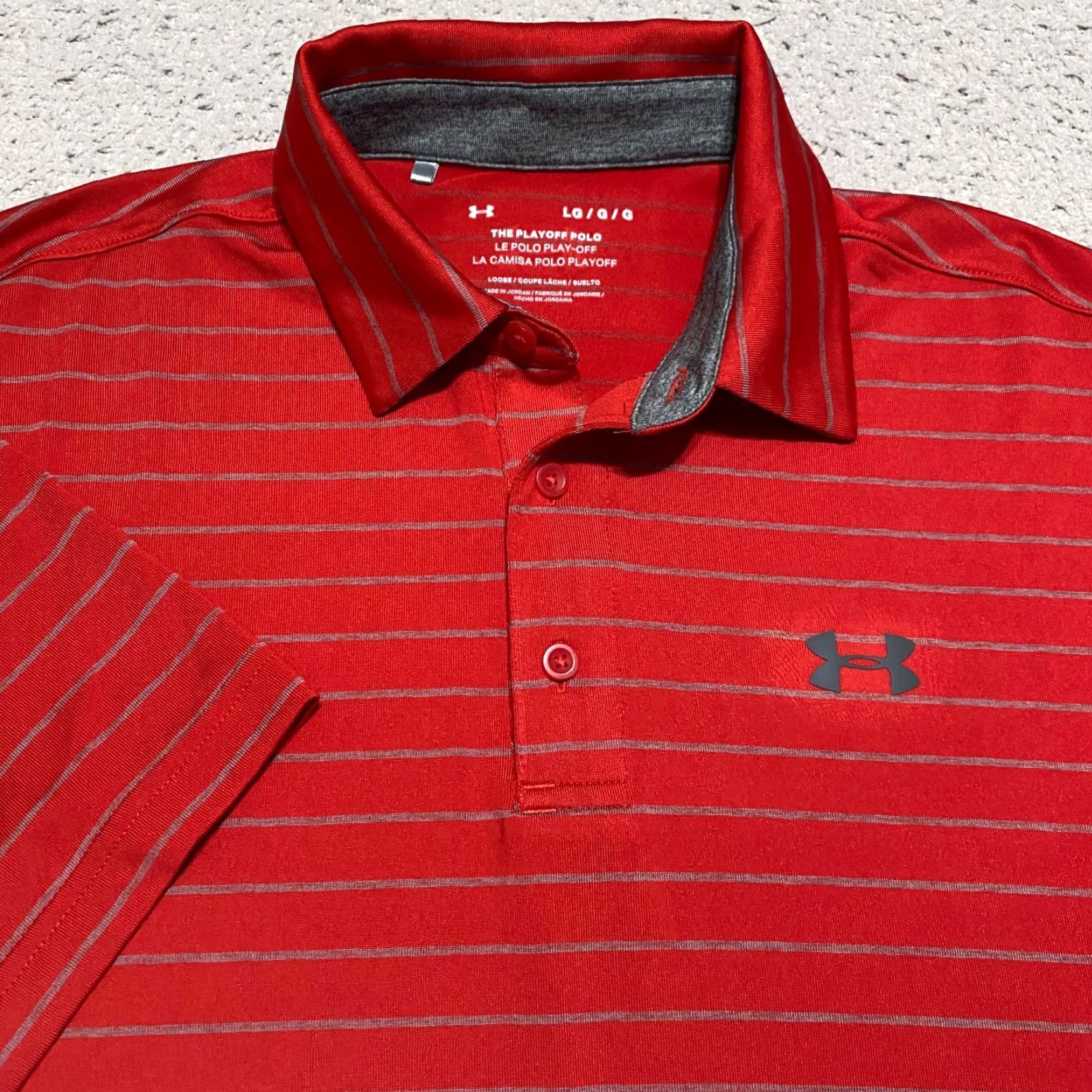 Under Armour Under Armour Polo Shirt Men L Red Striped Short Sleeve Golf Activewear Sports 90s Size US L / EU 52-54 / 3 - 5 Thumbnail