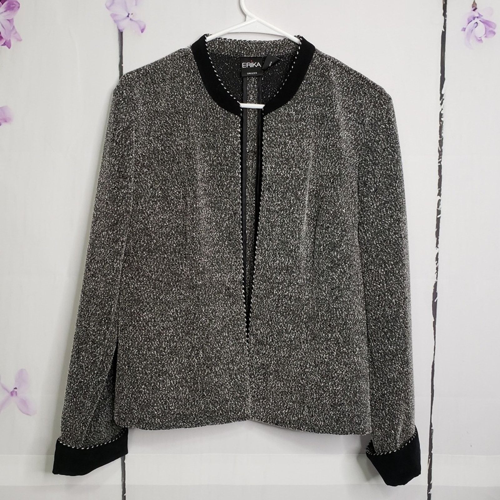 Designer Erika Dresses Speckled Roll Cuff Open Blazer M Size M / US 6-8 / IT 42-44 - 1 Thumbnail