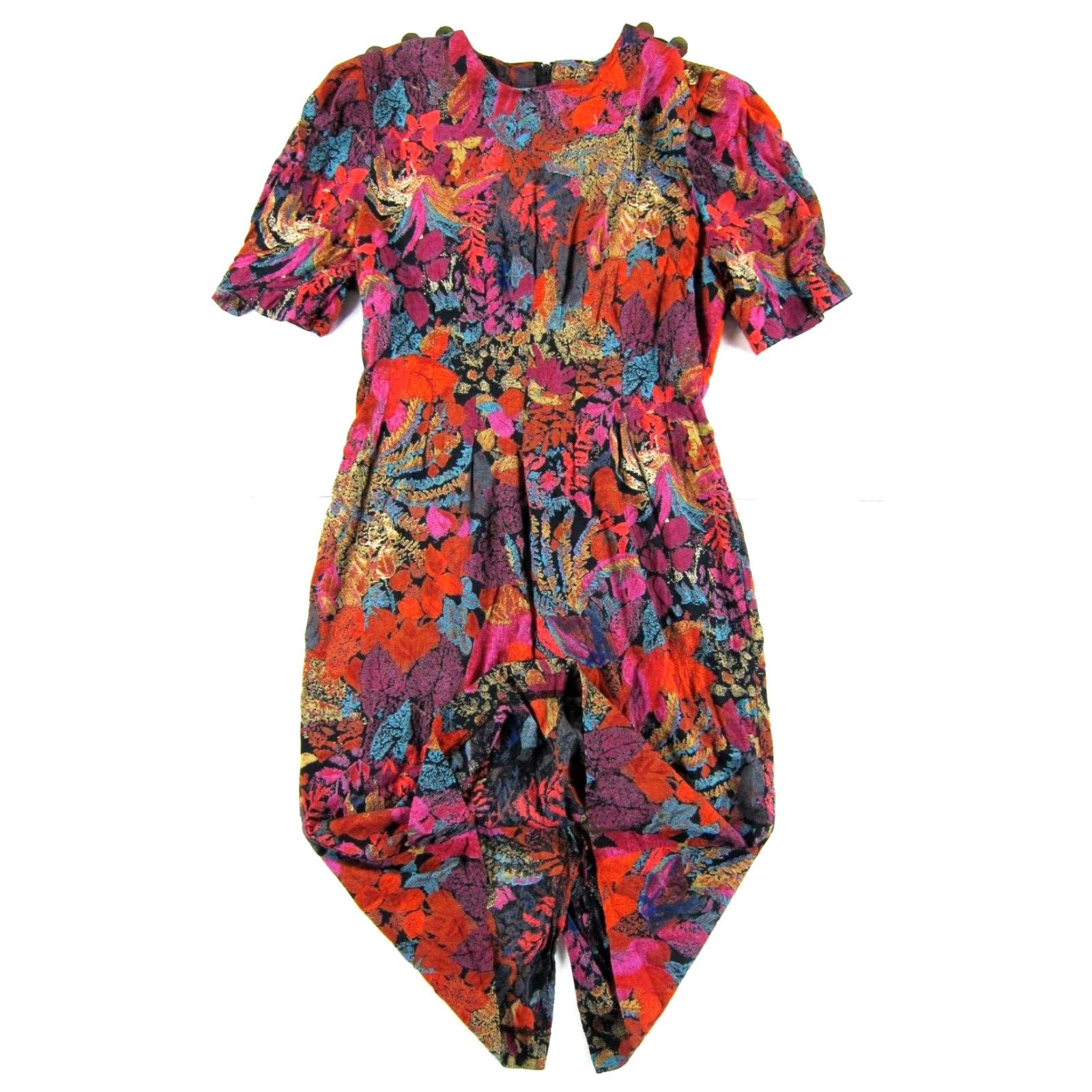 Pinko Positive Attitude 100% Rayon Short Sleeve Sheath Dress Small Vintage Women Knee Length Orange Pink Blue Dress Size 28" / US 6 / IT 42 - 6 Thumbnail