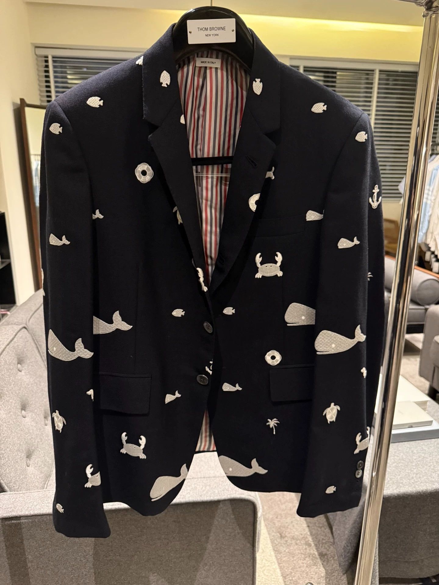 Thom Browne Thom Browne Rare Ocean Embroidered Slim Navy Suit Size US L / EU 52-54 / 3 - 1 Thumbnail