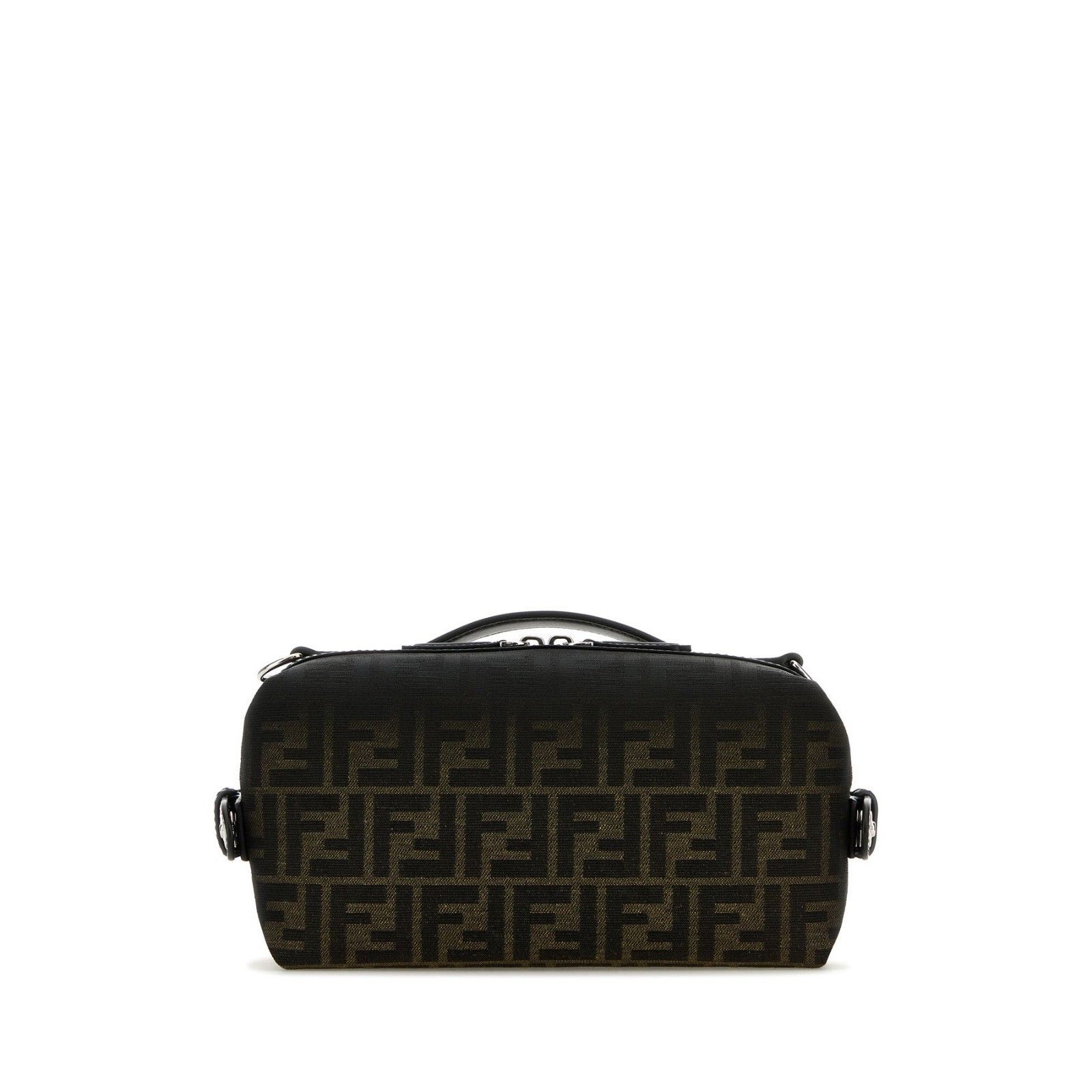 FENDI Siesta FF Embroidered Small Brown Fabric Handbag New A