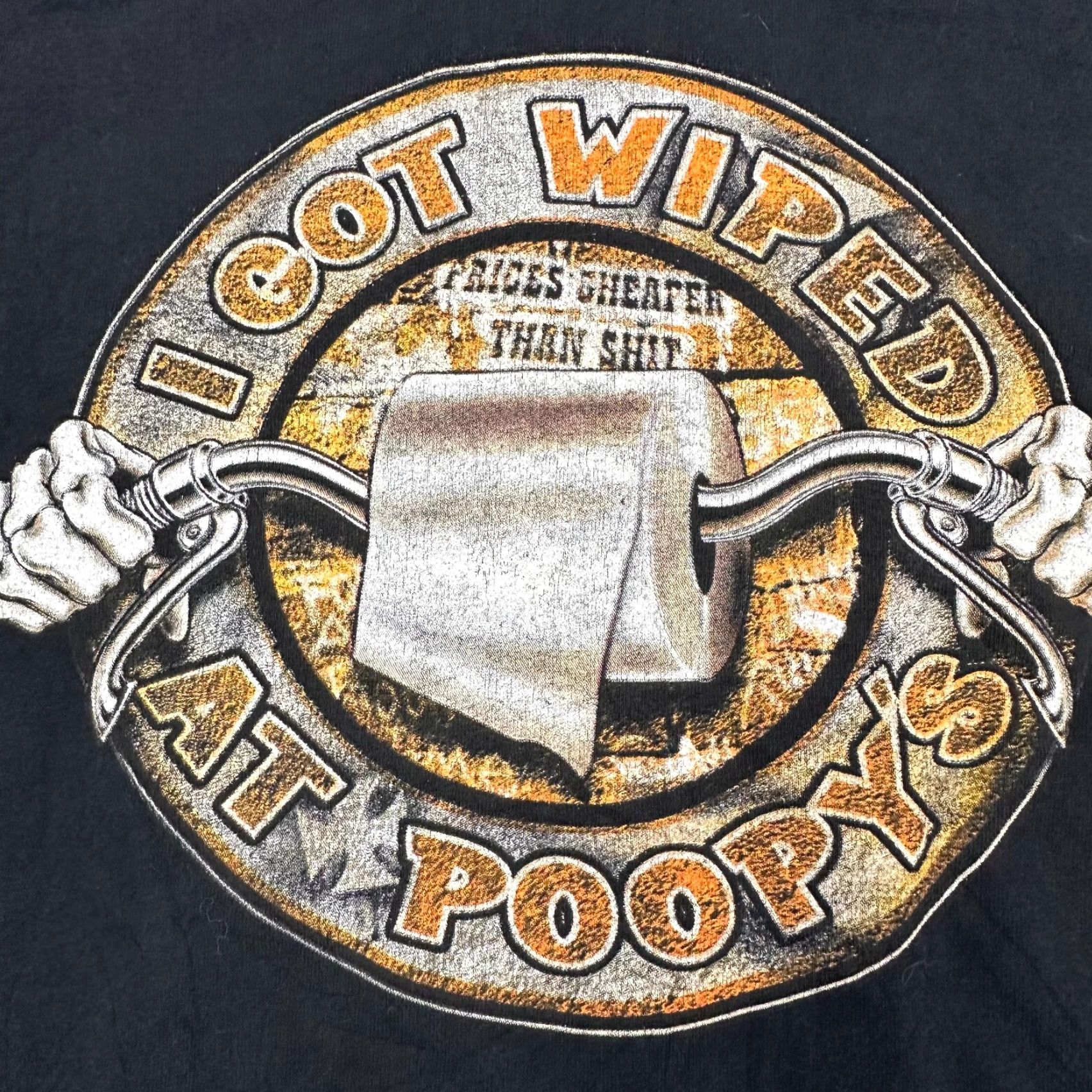 Gildan VINTAGE I Got Wiped At Poopy's Cycles Mens XL Prices Cheaper Than Sh*t Motorcycle Tee Size US XL / EU 56 / 4 - 4 Thumbnail