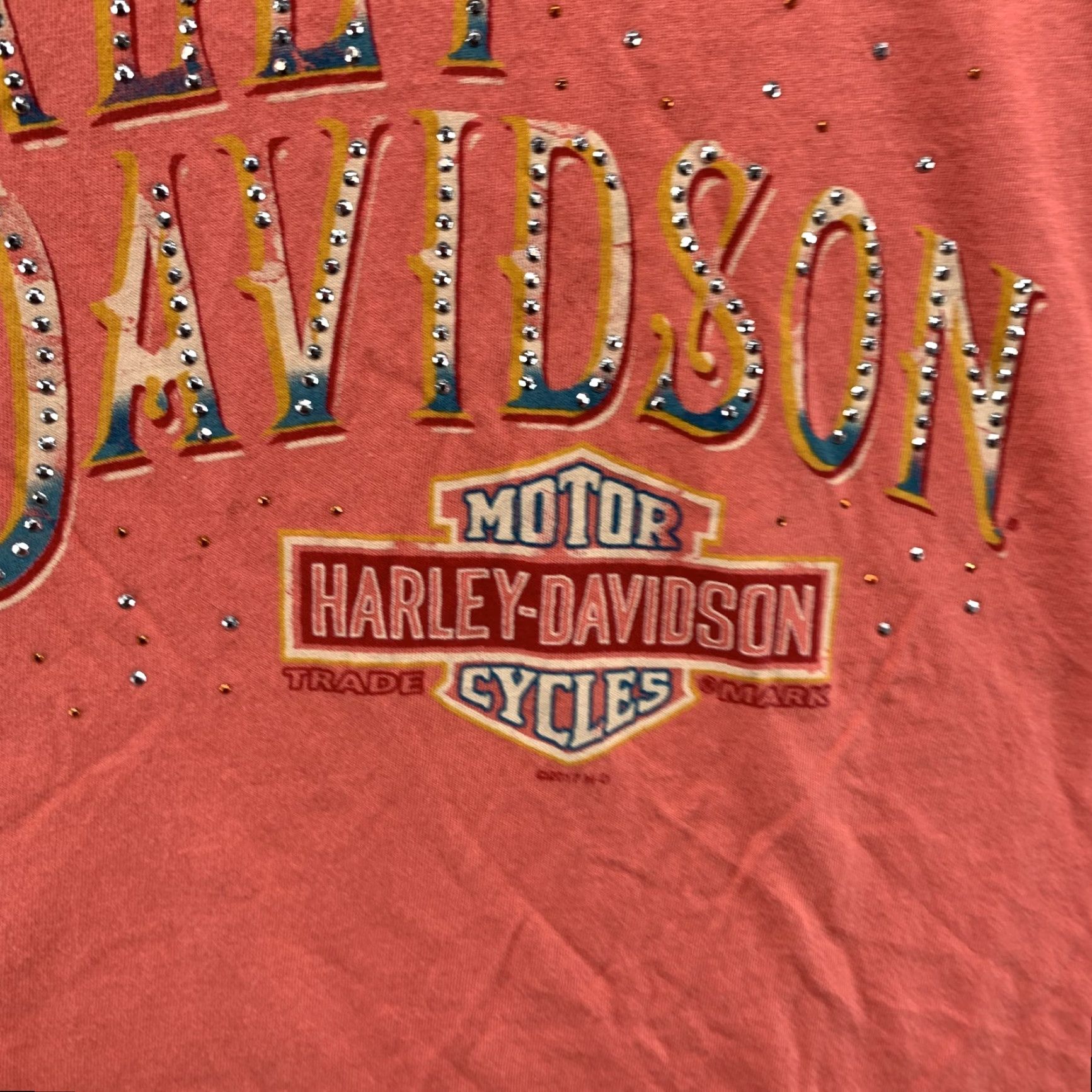 Harley Davidson Harley-Davidson Women's Coral T-Shirt Medium Made in USA Solid Crew Neck Casual Spring Summer Mens Size M / US 6-8 / IT 42-44 - 7 Thumbnail