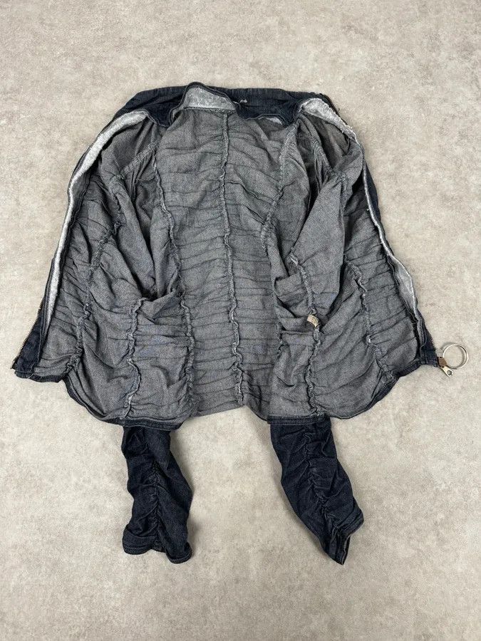 Moschino Moschino Navy Gathered Denim Zip-Up Jacket Size S / US 4 / IT 40 - 7 Thumbnail