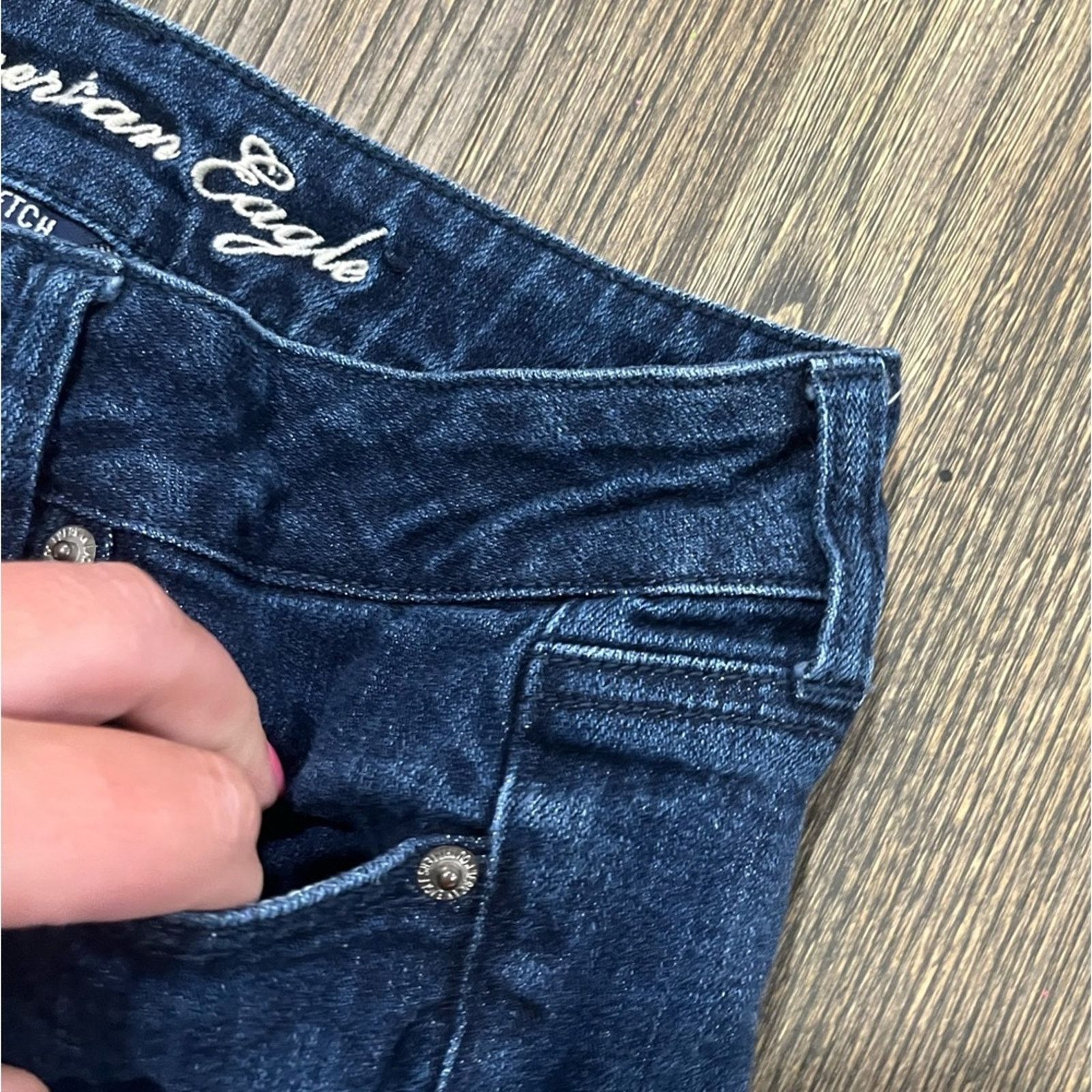American Eagle Outfitters American Eagle Shorts Shortie Dark Wash Stretch Low Rise Size 27" / US 4 / IT 40 - 3 Thumbnail