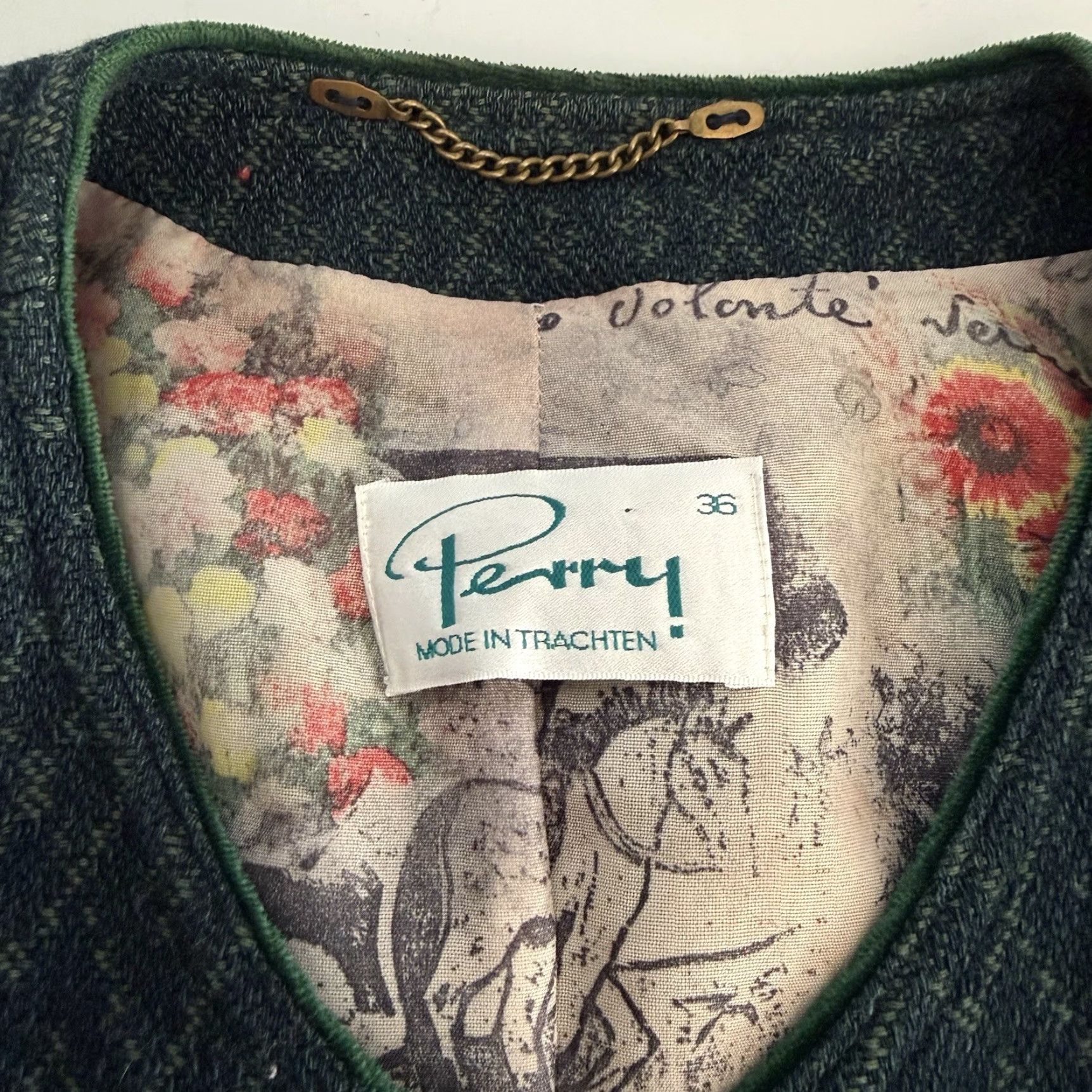 Sperry VINTAGE Perry Wool Trachten Tyrol Jacket Embroidered Dog Green Bavarian M Jacket Women's M Green Dog Embroidered Jacket Size M / US 6-8 / IT 42-44 - 6 Thumbnail