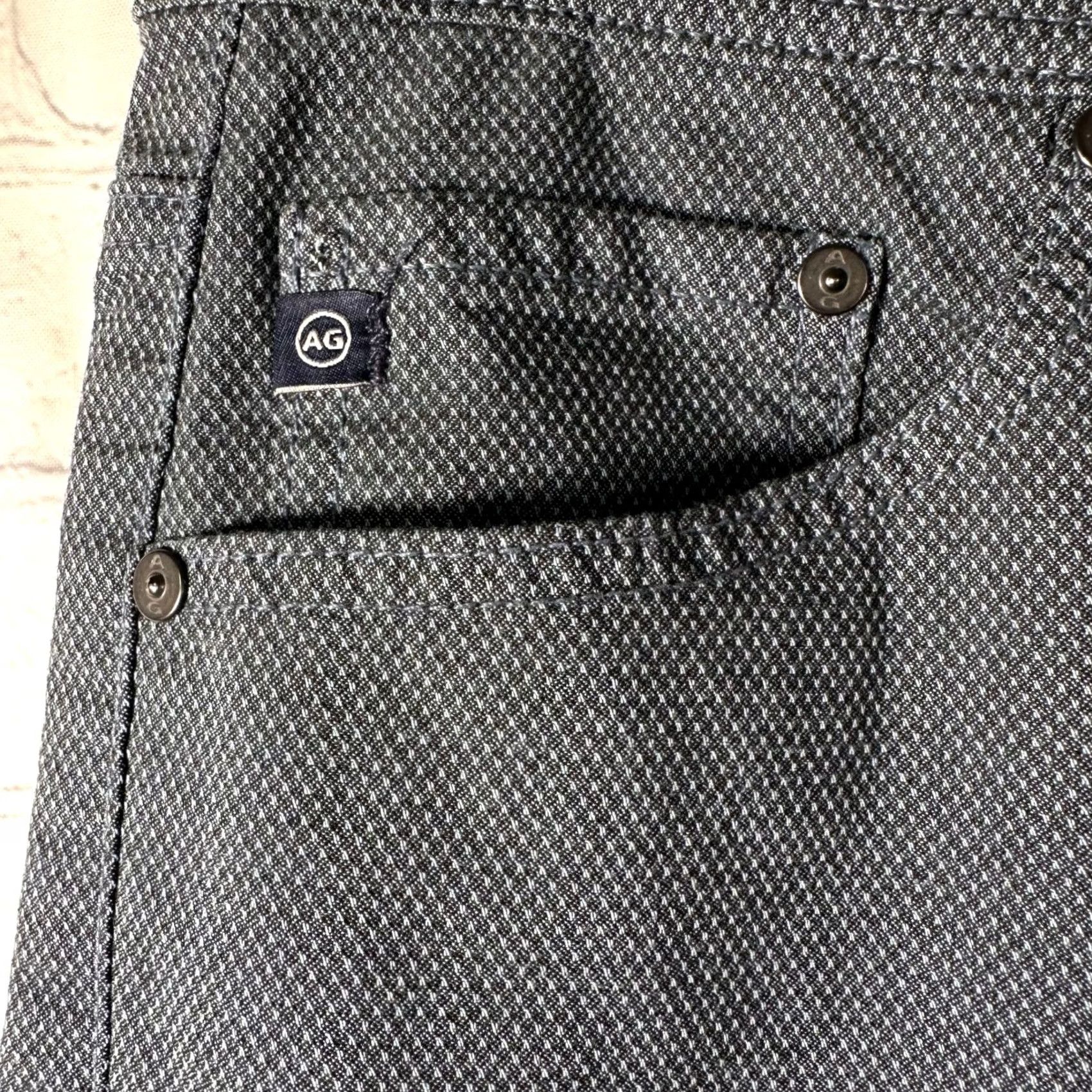 Vintage AG Adriano Goldschmied Mens Grey Micro Pattern Slim Straight Pants 31x32 Grey Geometric Logo 5-Pocket Chino pants Regular Mens Size US 31 - 3 Thumbnail