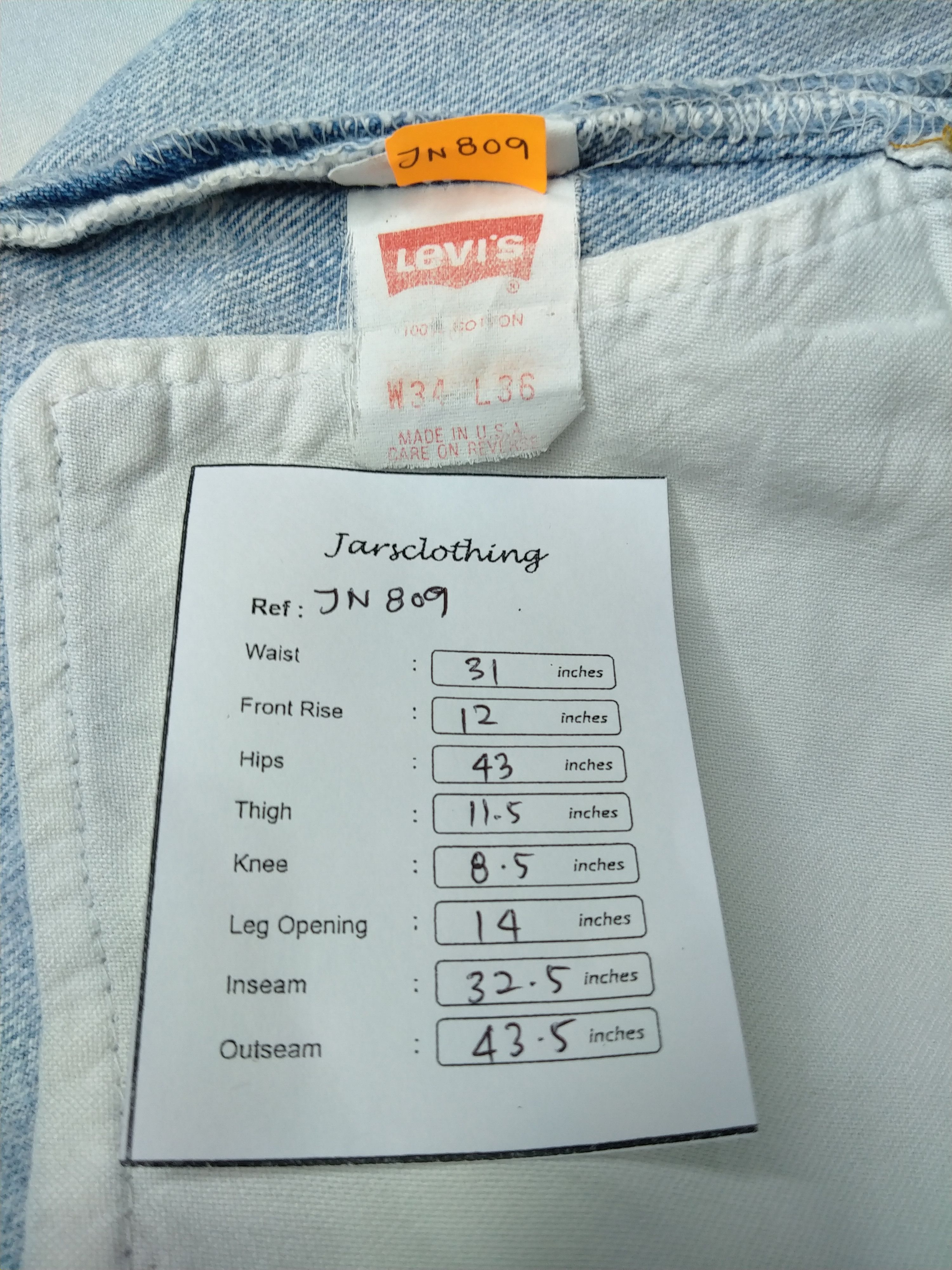 Levi's 90s Light Blue Wash Vintage Levi's 501xx Denim -JN809 Size US 31 - 8 Thumbnail