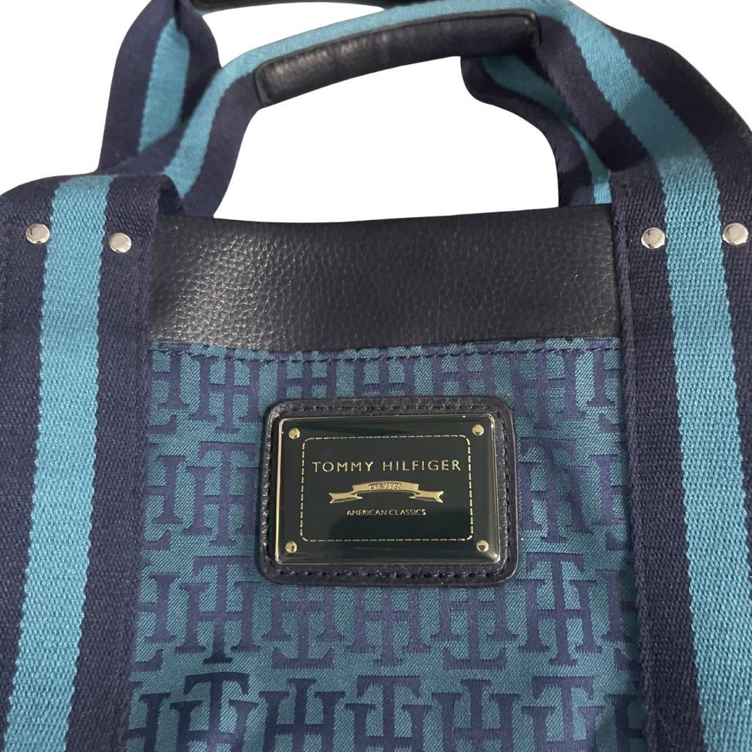 Tommy Hilfiger Monogram Canvas Mini Tote Bag Vintage Y2K Classic Nautical Size ONE SIZE - 3 Thumbnail