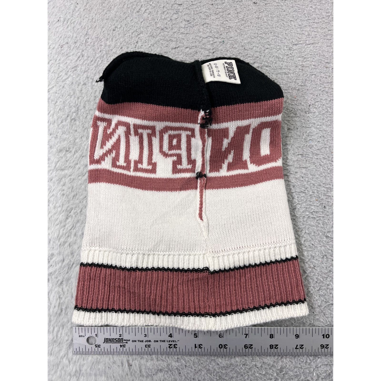 Victoria's Secret VINTAGE Beanie Victoria's Secret Beanie Adult One Size Pink White Pom PINK NATION Acrylic Knit Logo Hat Womens Beanie Size ONE SIZE - 6 Thumbnail