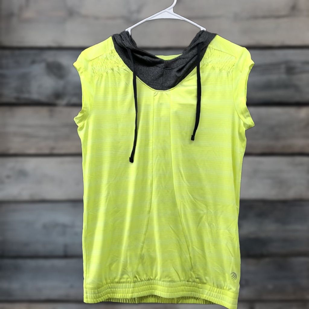 Vintage VINTAGE MPG Sleeveless Hoodie Top Womens S Neon Yellow Gray Pullover Active Running Size S / US 4 / IT 40 - 1 Thumbnail