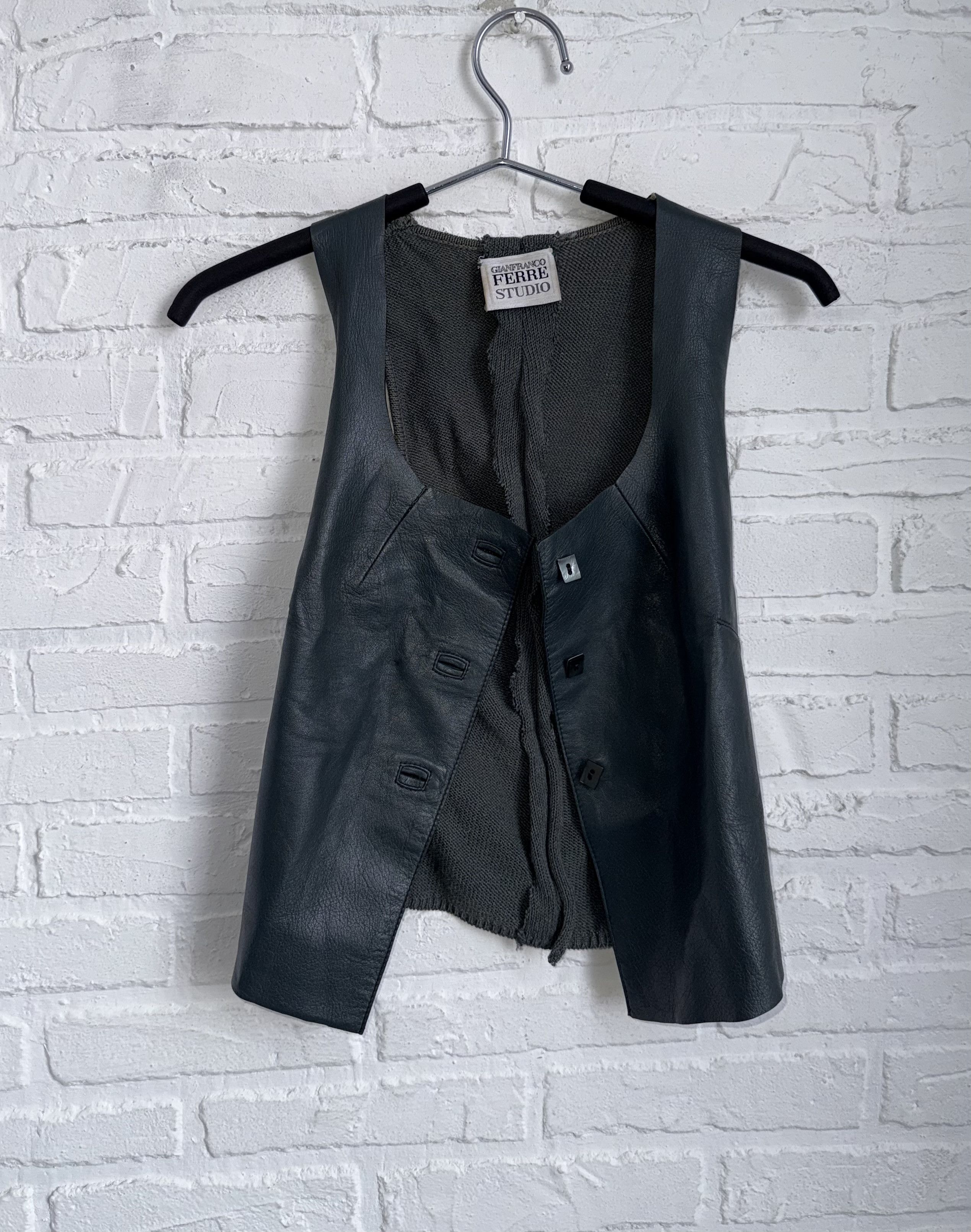 Gianfranco Ferre Archive 90s Gianfranco Ferre Studio leather vest knit back Size S / US 4 / IT 40 - 2 Thumbnail