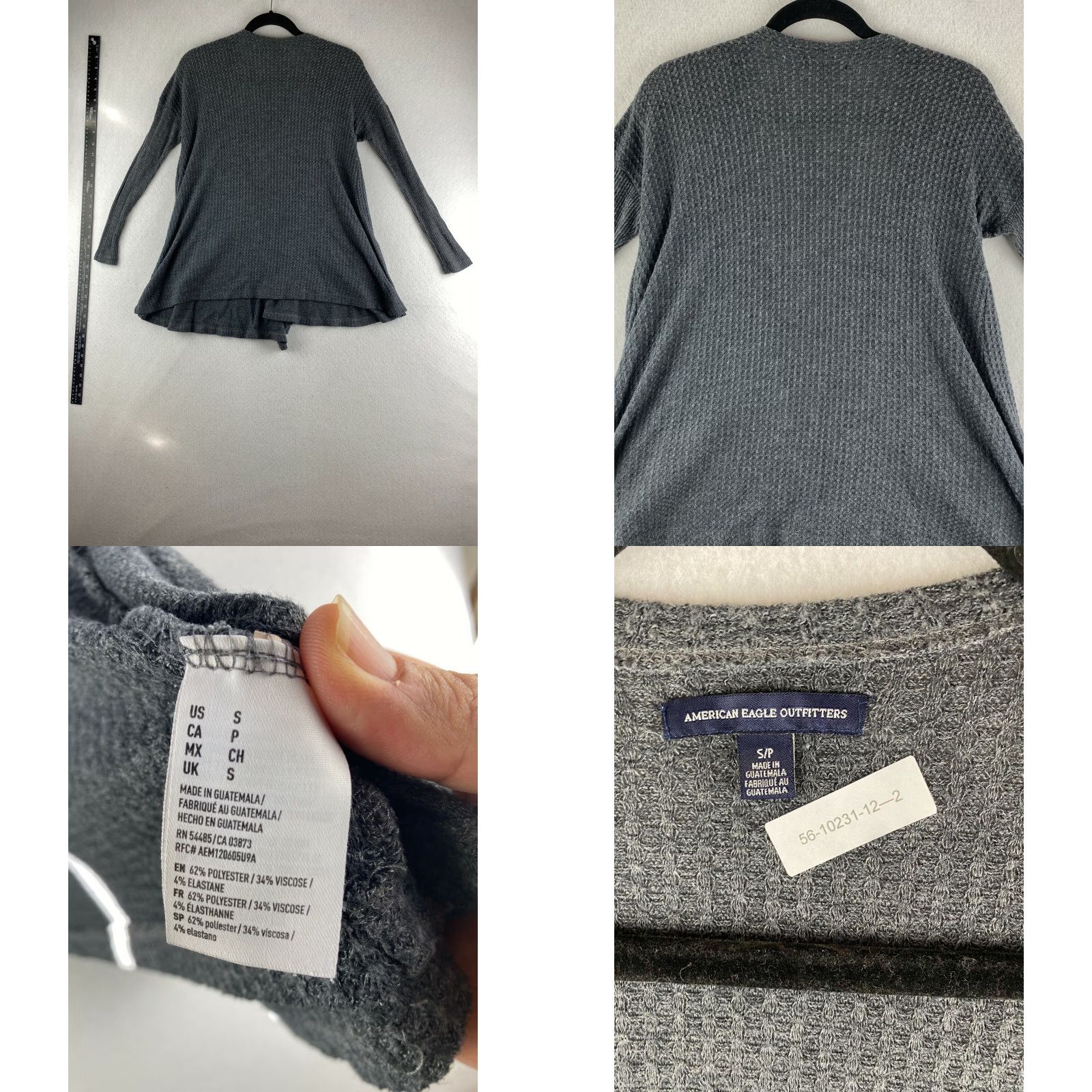 American Eagle Outfitters VINTAGE American Eagle Outfitters Cardigan Womens Small S Gray Waffle Knit Long Sleeve Open Front Pullover Sweater Casual Pockets Size S / US 4 / IT 40 - 8 Thumbnail