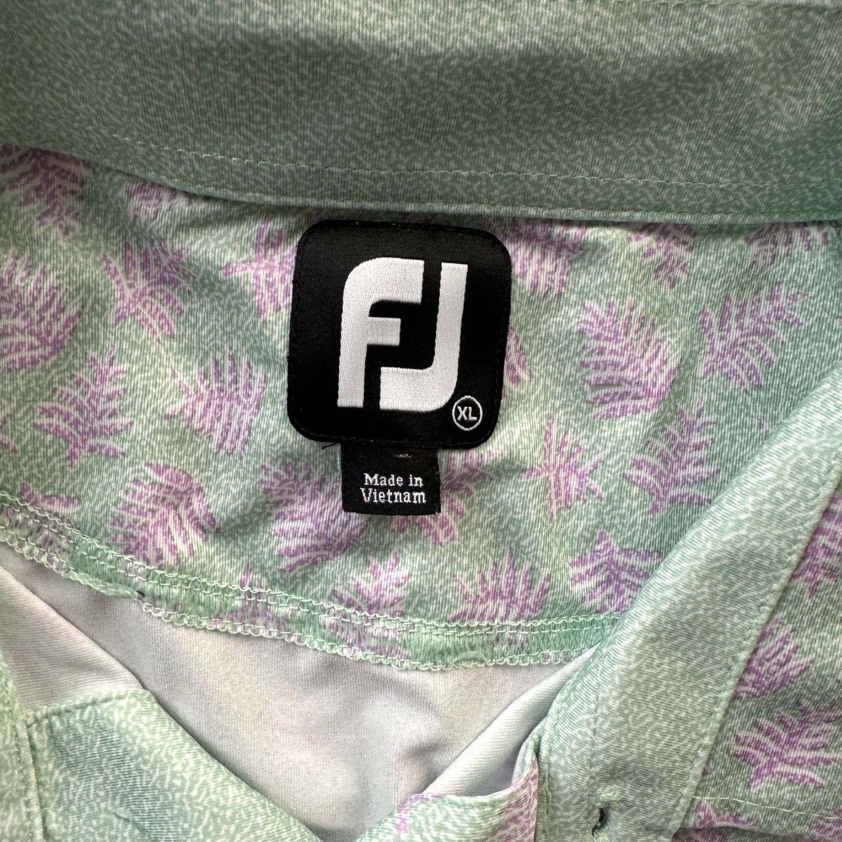 Footjoy Footjoy Polo Shirt Mens XL Green All Over Print Golf Performance Shirt Size US XL / EU 56 / 4 - 7 Thumbnail