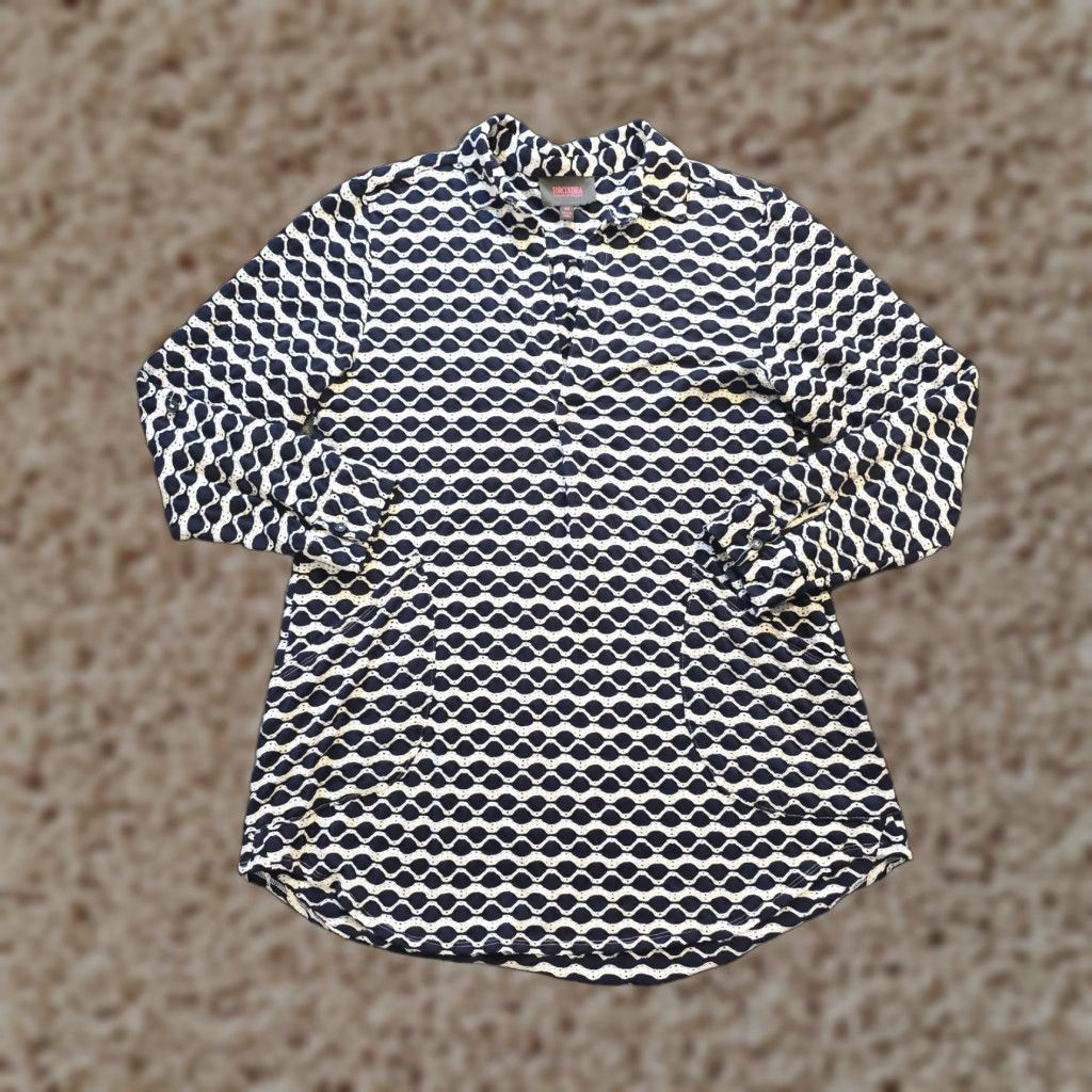 Vintage For Cynthia Top Womens Tunic Shirt M Blue Pockets Stretchy Casual Coverup Size M / US 6-8 / IT 42-44 - 1 Thumbnail