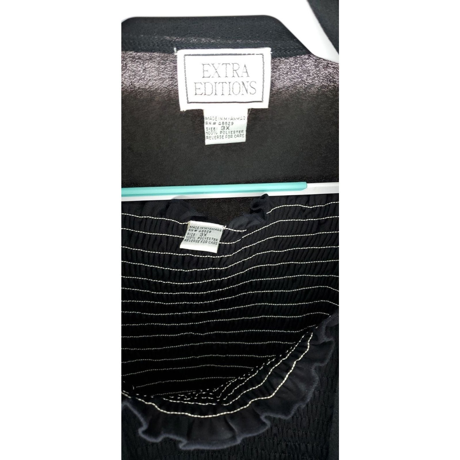 Other Extra Editions Women’s 2-Piece Black Sheer Crop Top Set 3X Size 3XL / US 20-22 - 4 Thumbnail