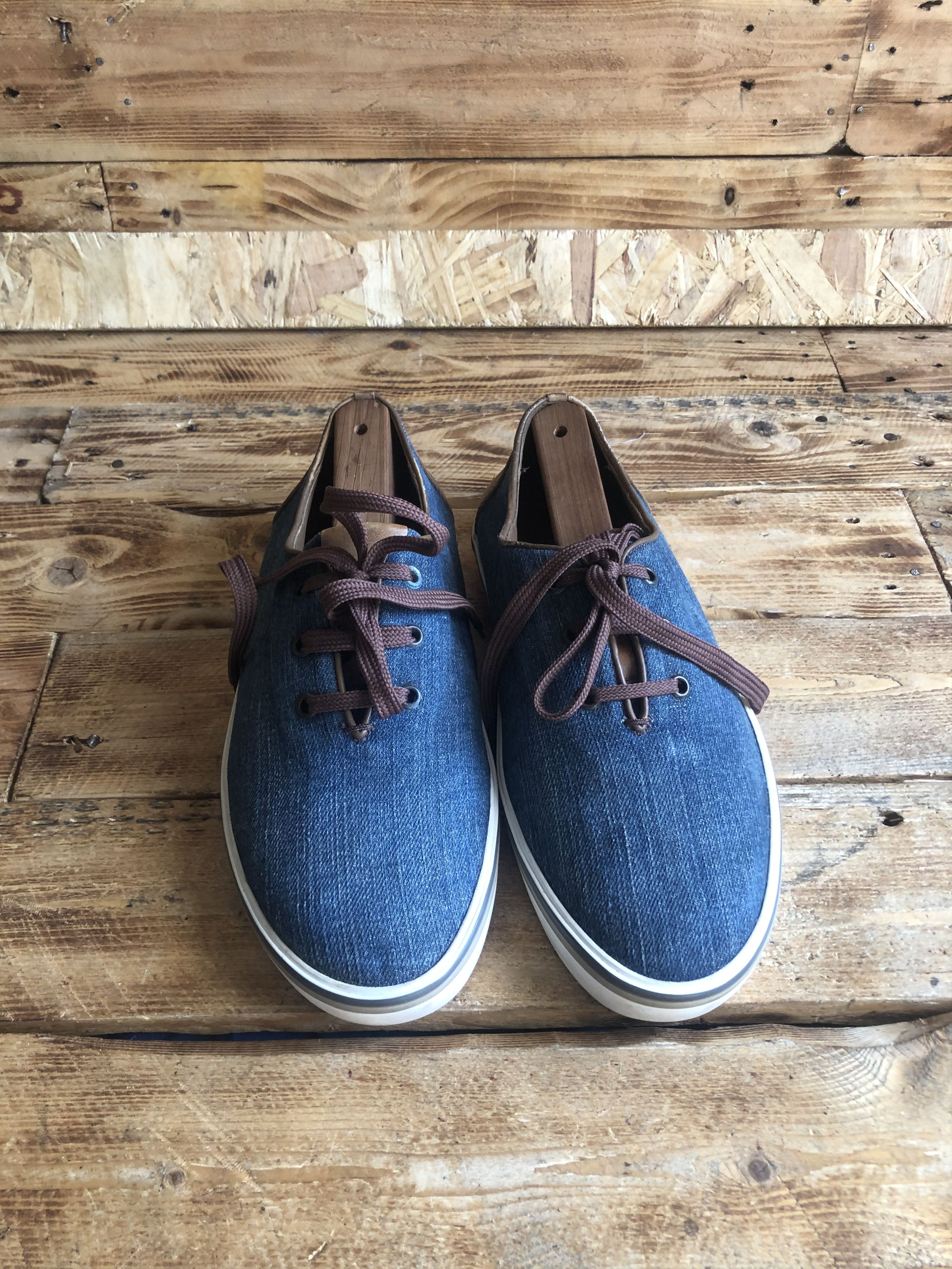 image of Berluti Low Trainers Denim Cloth Shoes Uk Size 8 in Blue, Men's