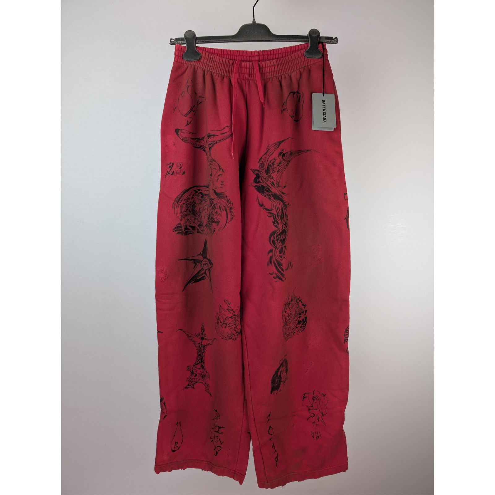 Balenciaga o1rshd1 Baggy Sweatpants & Joggers in Red/Black Size US 32 / EU 48 - 10 Thumbnail