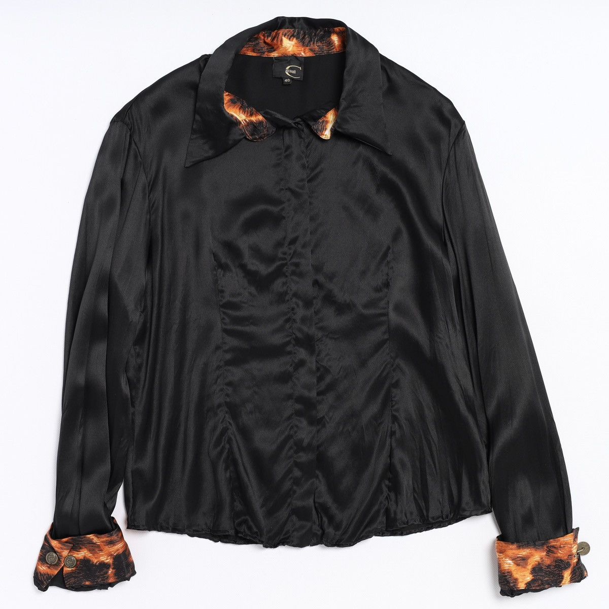 Just Cavalli Just Cavalli Silk Shirt Black Blouse Top Roberto Leopard Size L / US 10 / IT 46 - 2 Thumbnail