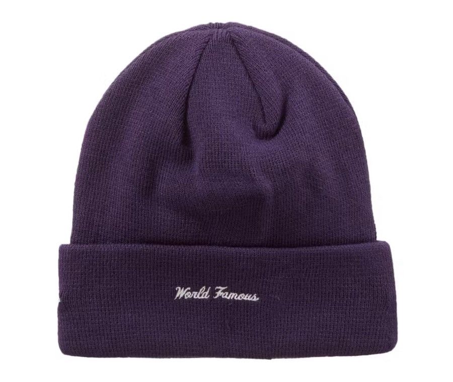 Other Supreme Box Logo “World Famous” Beanie FW/23 Purple Size ONE SIZE - 2 Thumbnail