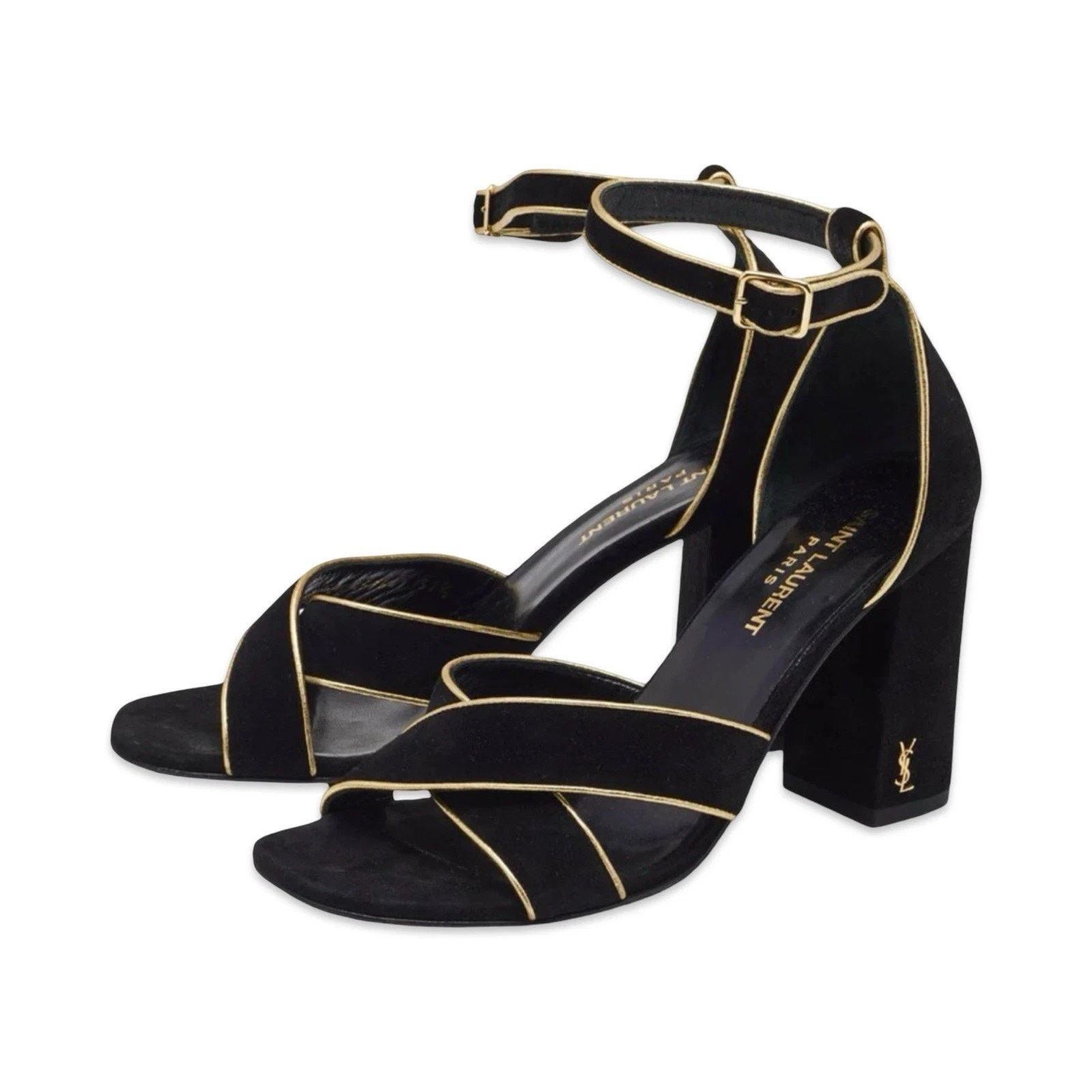 Yves Saint Laurent YVES SAINT LAURENT Black Suede Ankle Strap Sandal Heels 38 Size US 8 / IT 38 - 1 Thumbnail