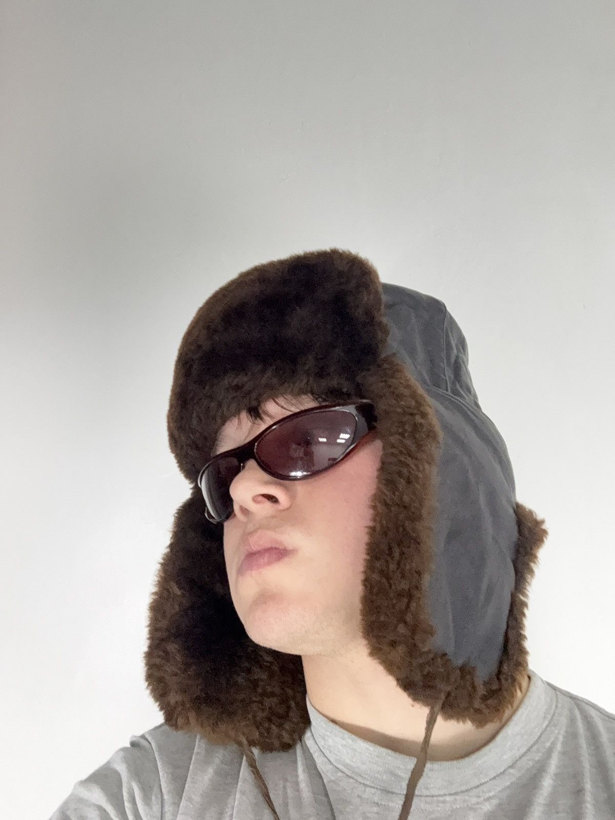 Vintage Vntg 80s Aviator Real Leather / Fur RARE Retro Ushanka Hat Size ONE SIZE - 4 Thumbnail