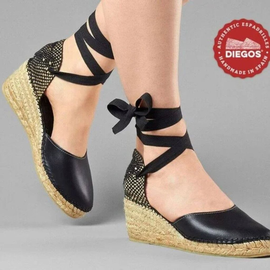 Alice San Diego DIEGOS Lola Ribbons Rope Handcrafted Black Espadrilles 39 Size US 8 / IT 38 - 1 Thumbnail