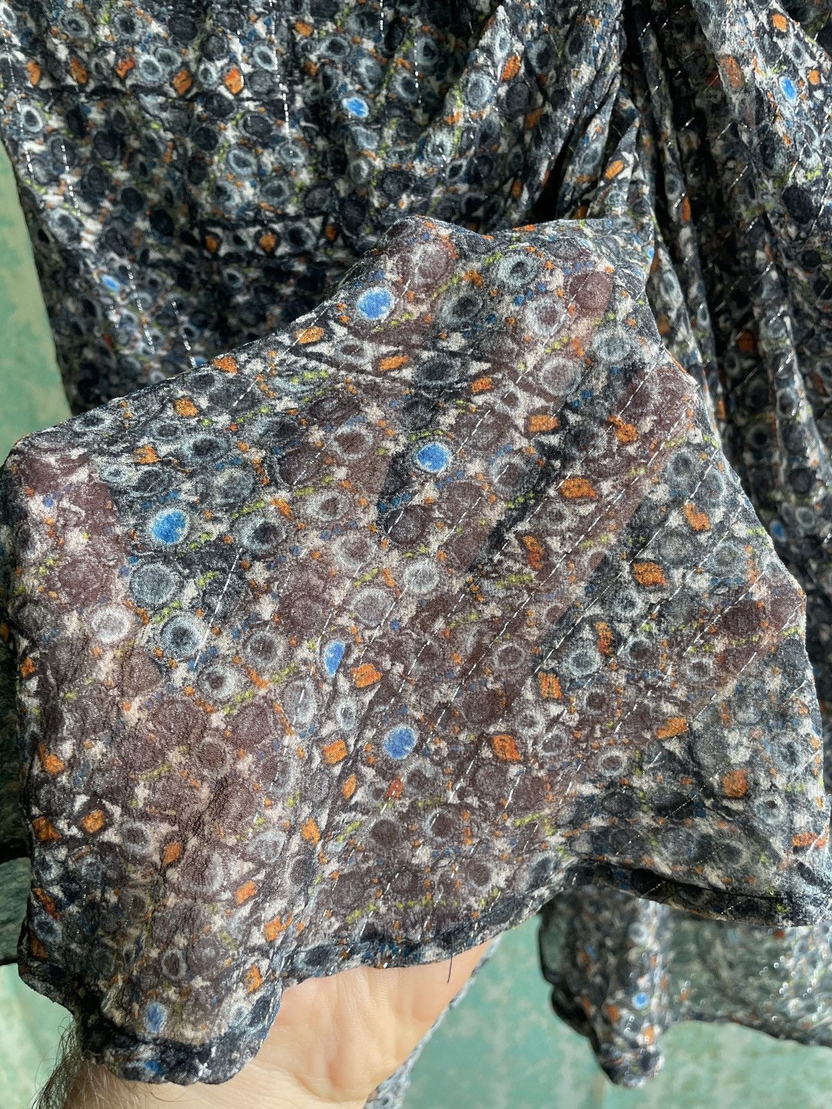 H&M × Isabel Marant Isabel Marant x H&M Silk Skirt Jewel Tones On Black Pattern Size 30" / US 8 / IT 44 - 2 Thumbnail