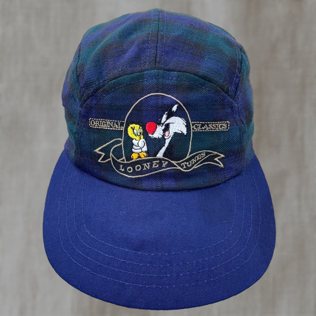 Vintage VINTAGE Looney Tunes Baseball Cap Hat Women One Size Blue Plaid 90s Sylvester Casual Size ONE SIZE - 1 Thumbnail