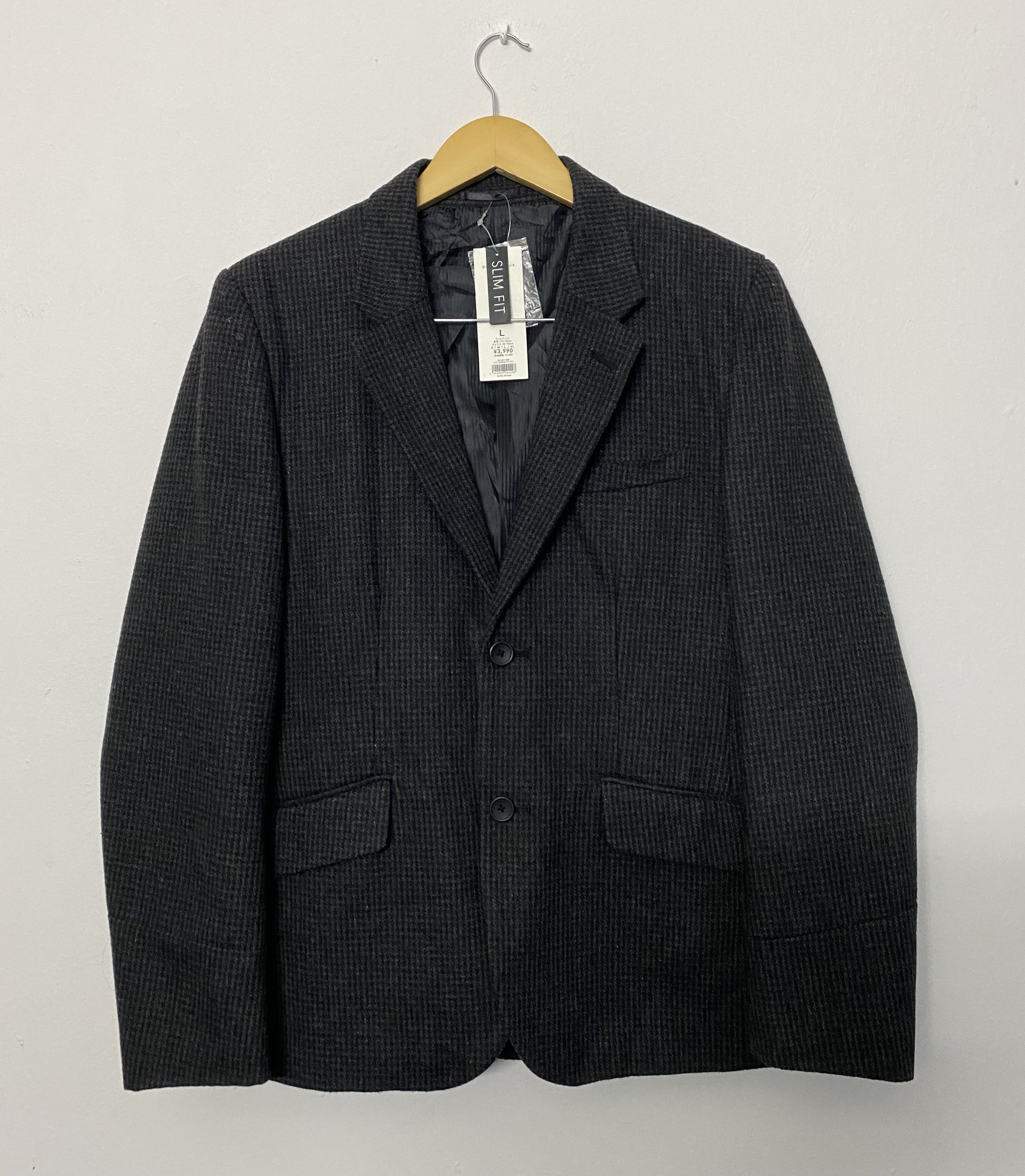 GU GU Japan Slim Fit Grey Herringbone Tweed Blazer Jacket Size US L / EU 52-54 / 3 - 1 Thumbnail