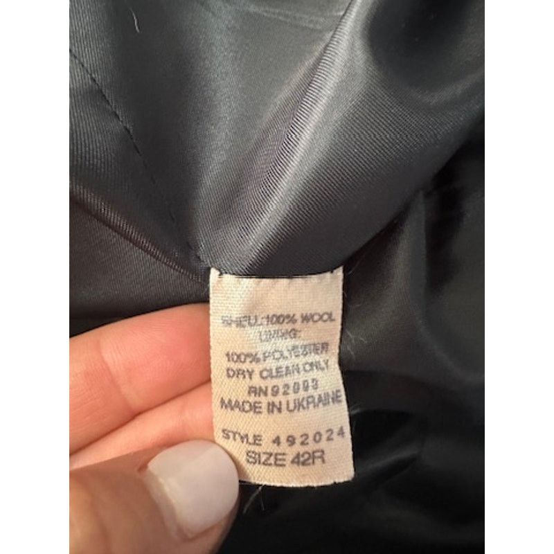 Oleg Cassini Oleg Cassini black gray textured wool sport coat blazer Size 42R - 4 Thumbnail