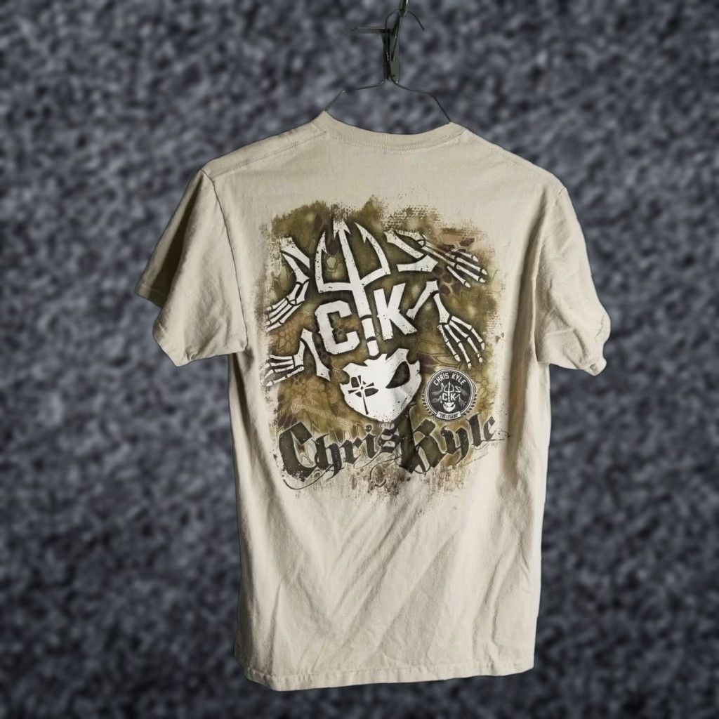 Gildan Vintage Chris Kyle Frog T Shirt Men’s M American Sniper USA Double-Sided Brown Cotton Graphic Tee Size US M / EU 48-50 / 2 - 1 Thumbnail