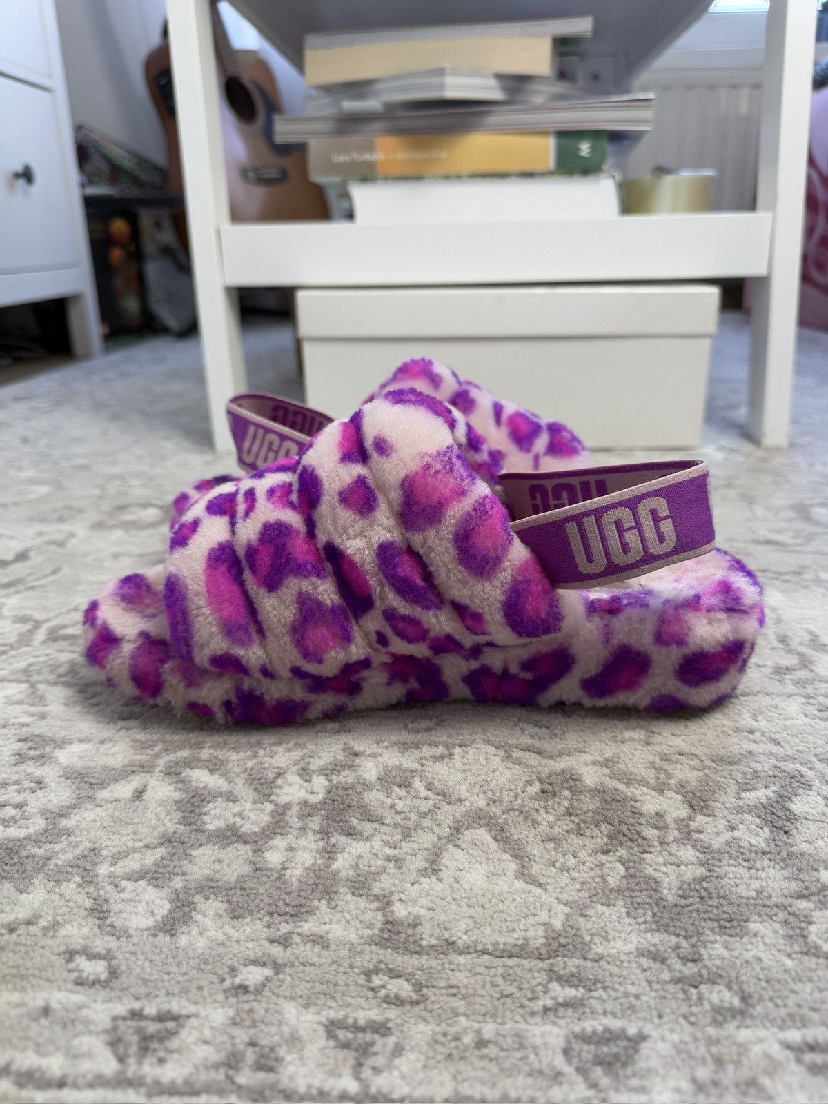 Designer × Ugg UGG pink leopard fluff yeah slippers slip ons designer y2k Size US 9 / IT 39 - 3 Thumbnail