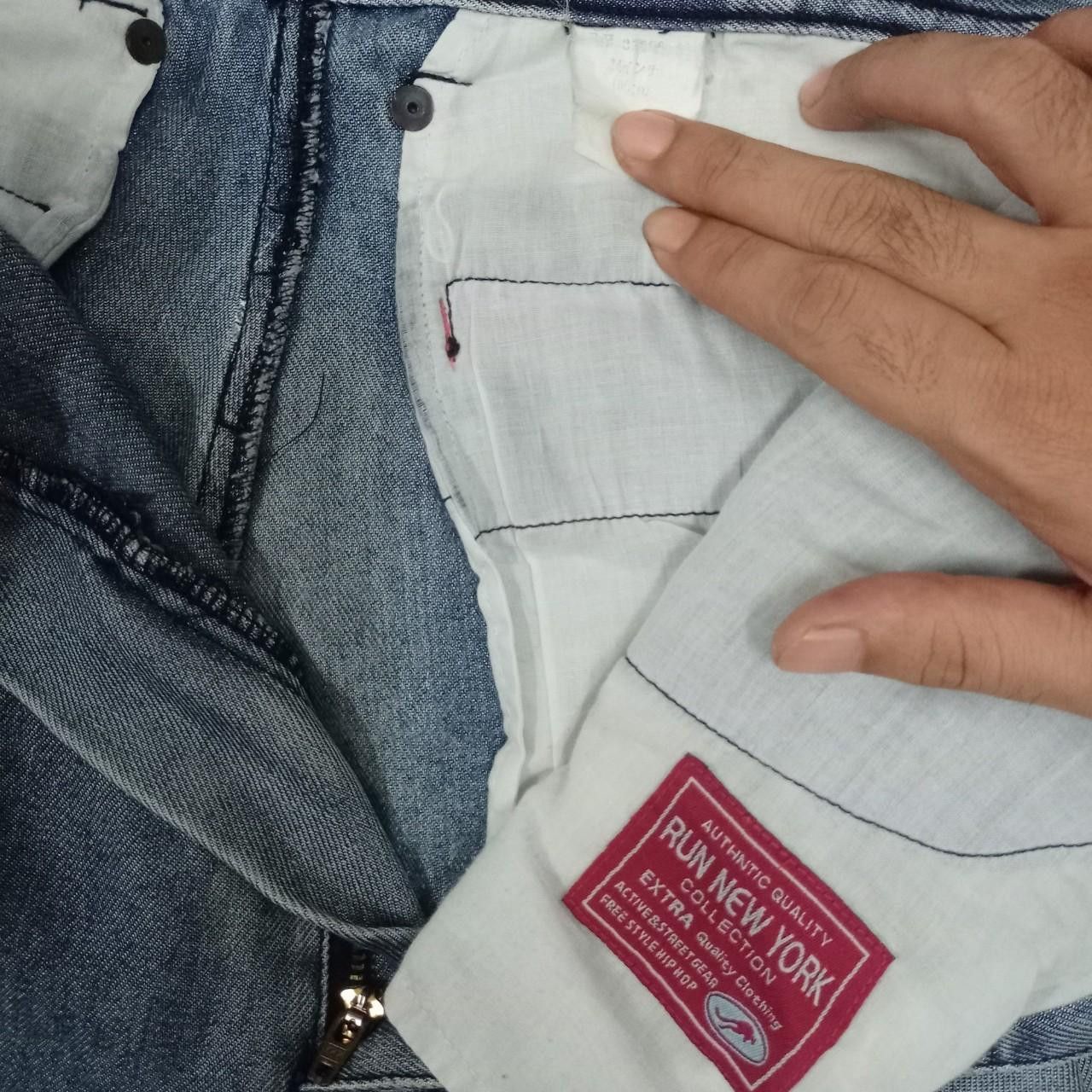 Japanese Brand Vintage Run New York Blue Wash Side Adjusters Baggy Jeans Size US 31 - 12 Thumbnail