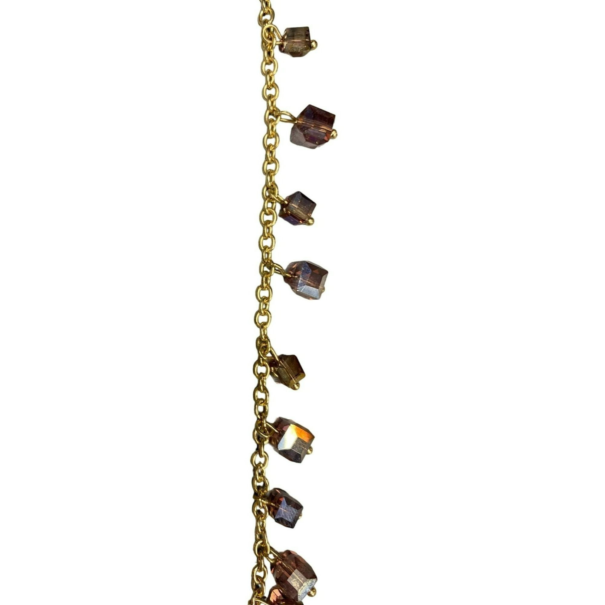 Other Long Gold-Tone Chain Necklace With Purple Crystal Beads & Ad Size ONE SIZE - 3 Thumbnail