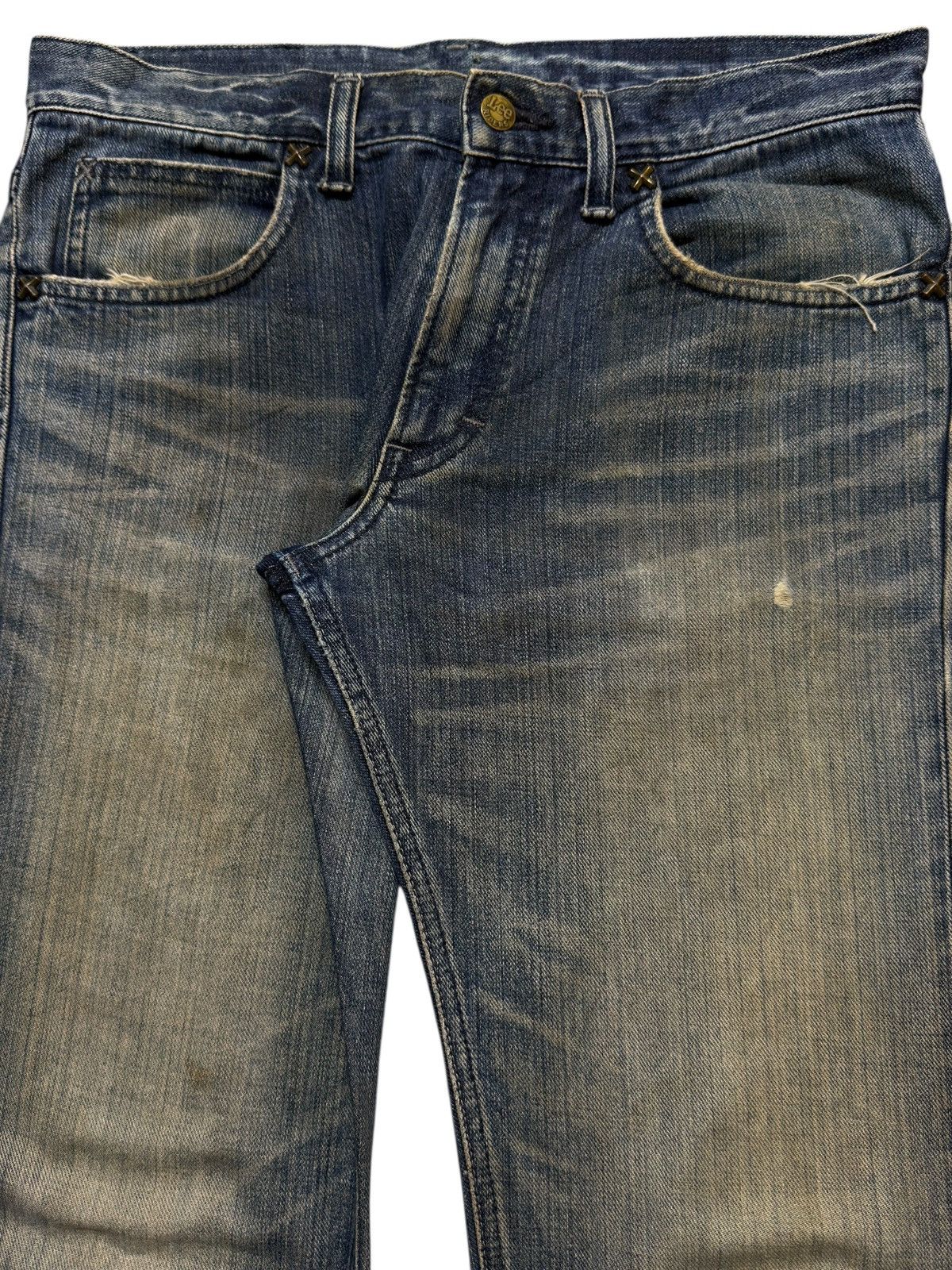 Lee Vintage 90s Lee Mud Wash Faded Whisker Wide Leg Flare Jeans Size US 32 / EU 48 - 4 Thumbnail