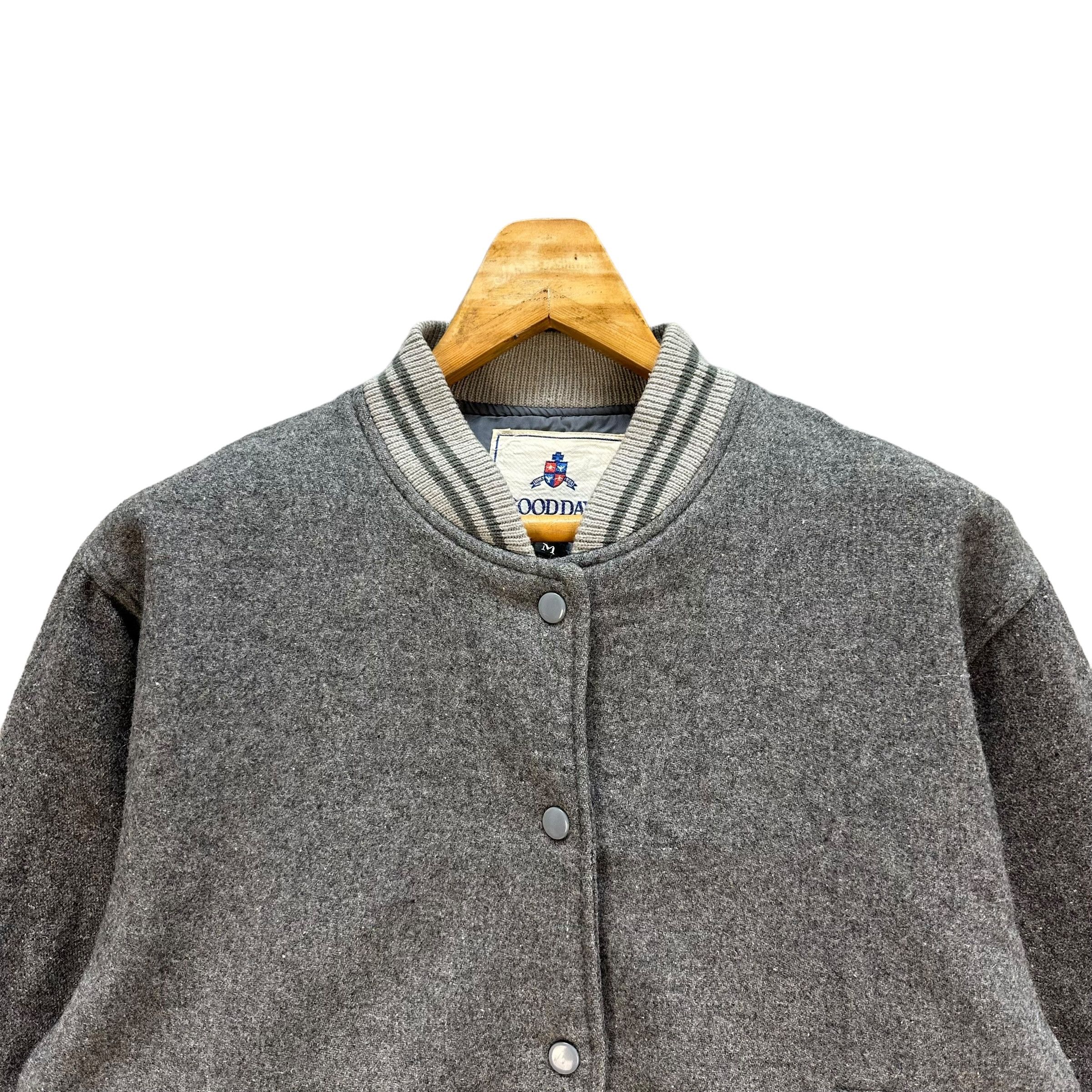 GOODDAY Gray Wool Varsity Jacket #A21-0490