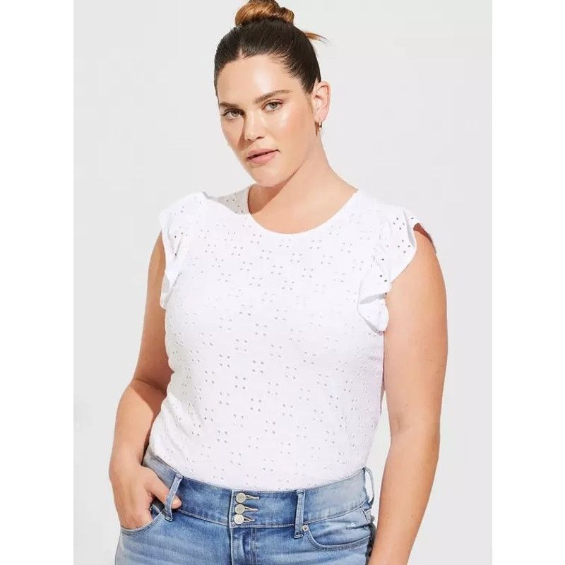 Other TORRID Eyelet Jersey Crew Neck Ruffle Top Womens Plus 4X Size 4XL / US 24-26 - 8 Thumbnail