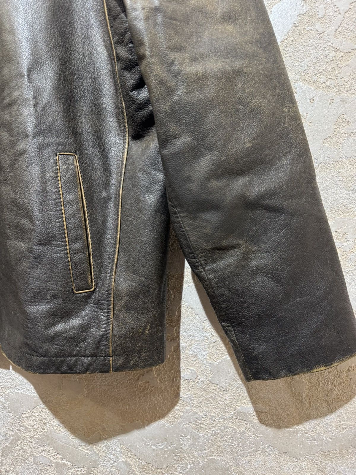 Ben Sherman Ben Sherman Vintage Heavy Faded Leather Jacket Size XL Size US XL / EU 56 / 4 - 5 Thumbnail