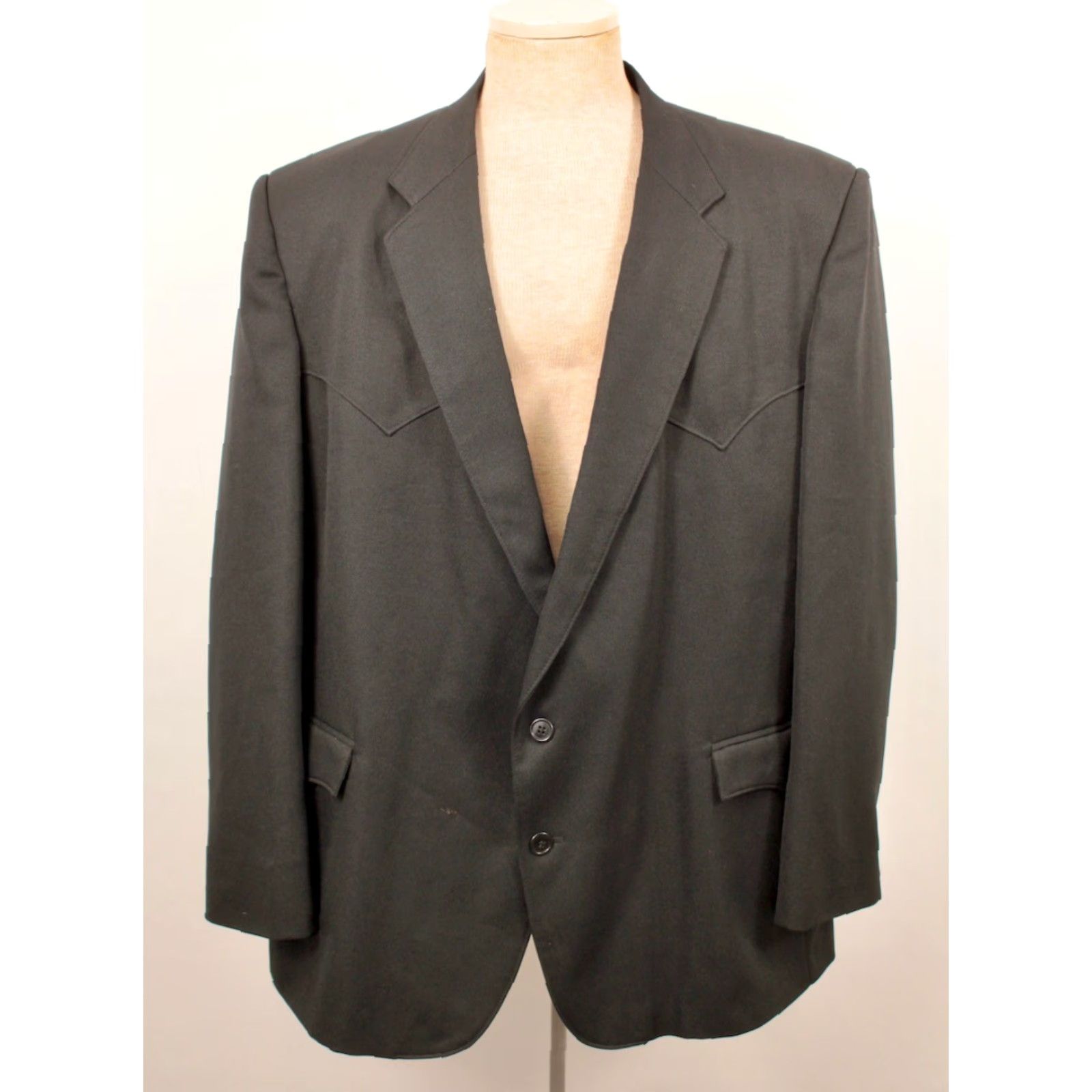 Vintage VINTAGE Men's VTG 80s 2 PC Western Style Black Leisure Suit Sz 52 R 1980s Polyester Size 52R - 3 Thumbnail