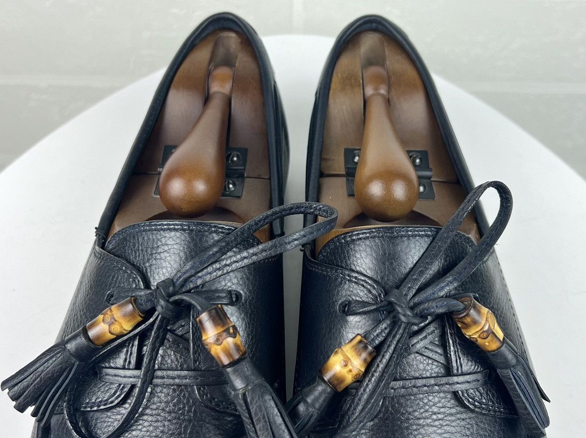 Gucci GUCCI Loafers Leather Shoes Laces Tassels Bamboo Navy Men's Size US 9.5 / EU 42-43 - 8 Thumbnail