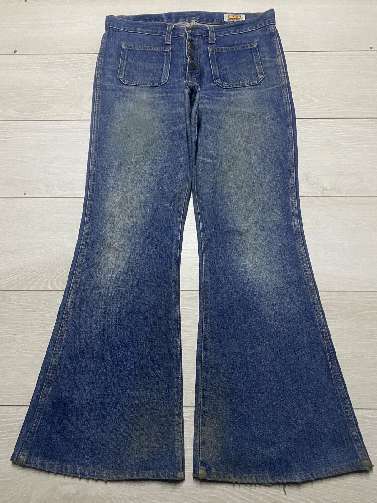 Big John Big John Full Button Distressed Super Flare Bush Pants Size US 33 - 1 Thumbnail