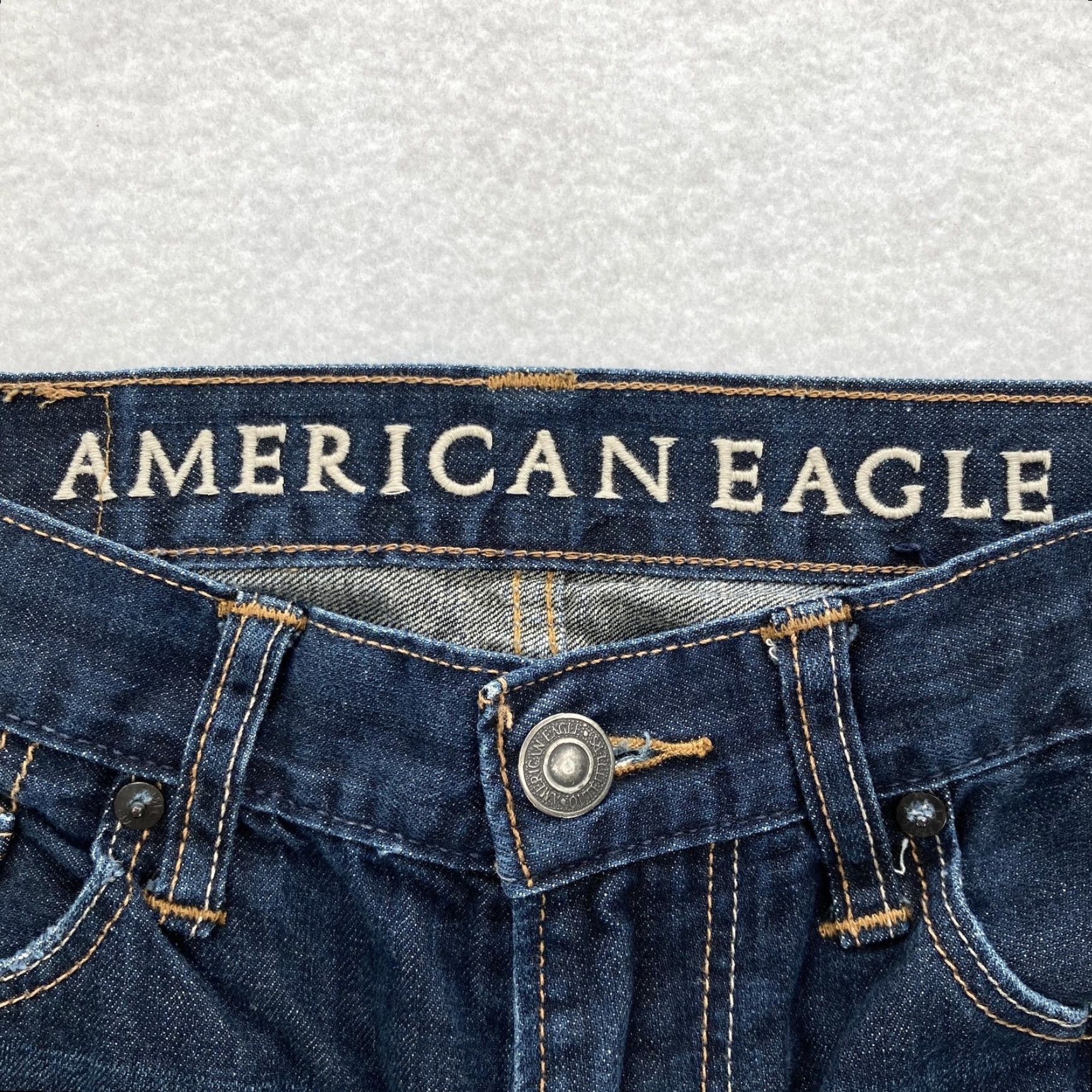 American Eagle Outfitters AMERICAN EAGLE Jeans Men 29x30 Blue Dark Wash Original Straight Leg Size US 29 - 4 Thumbnail