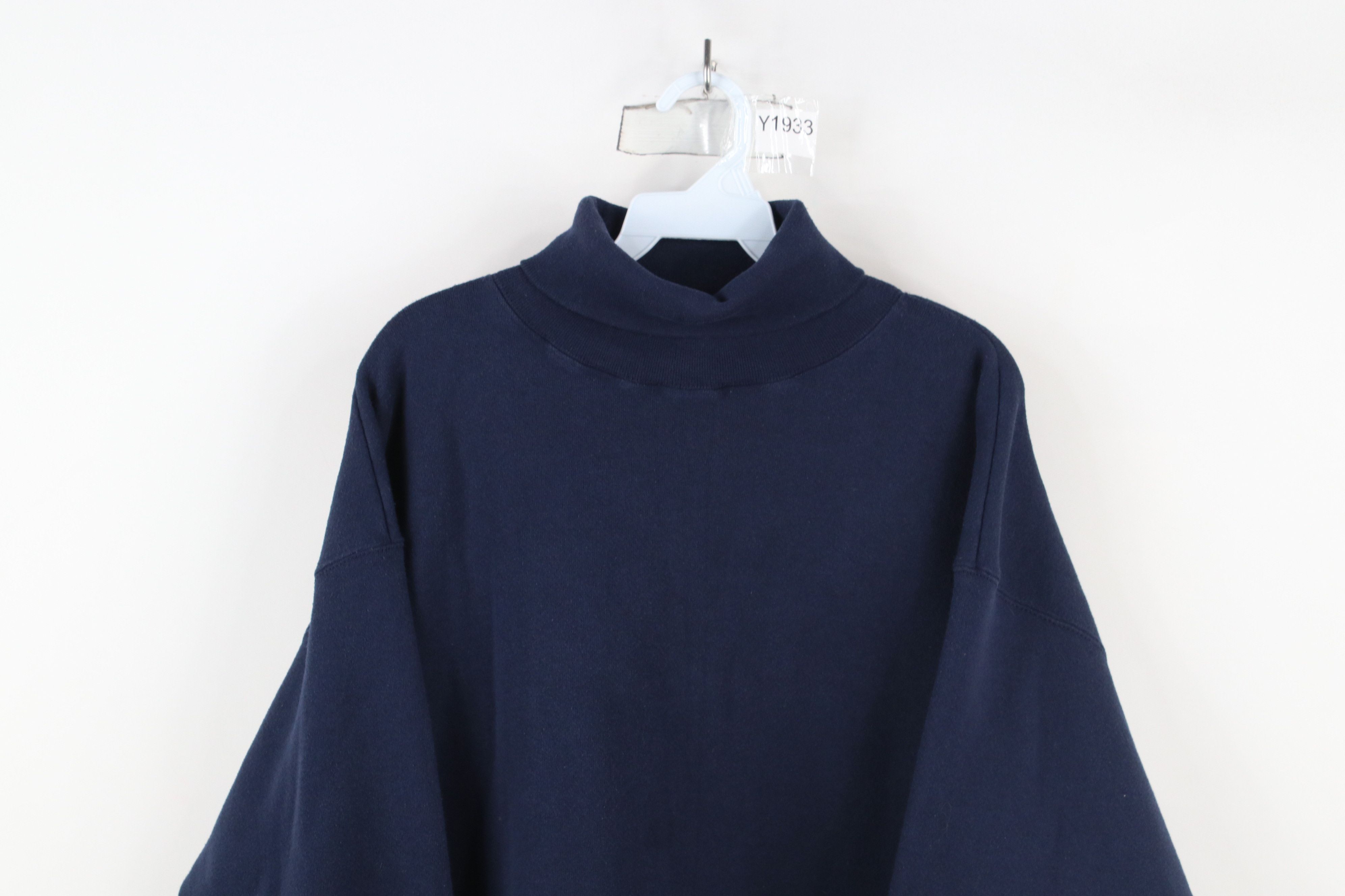 Vintage Vintage 90s Streetwear Tunic Turtleneck Sweatshirt Blue USA Size XL / US 12-14 / IT 48-50 - 2 Thumbnail