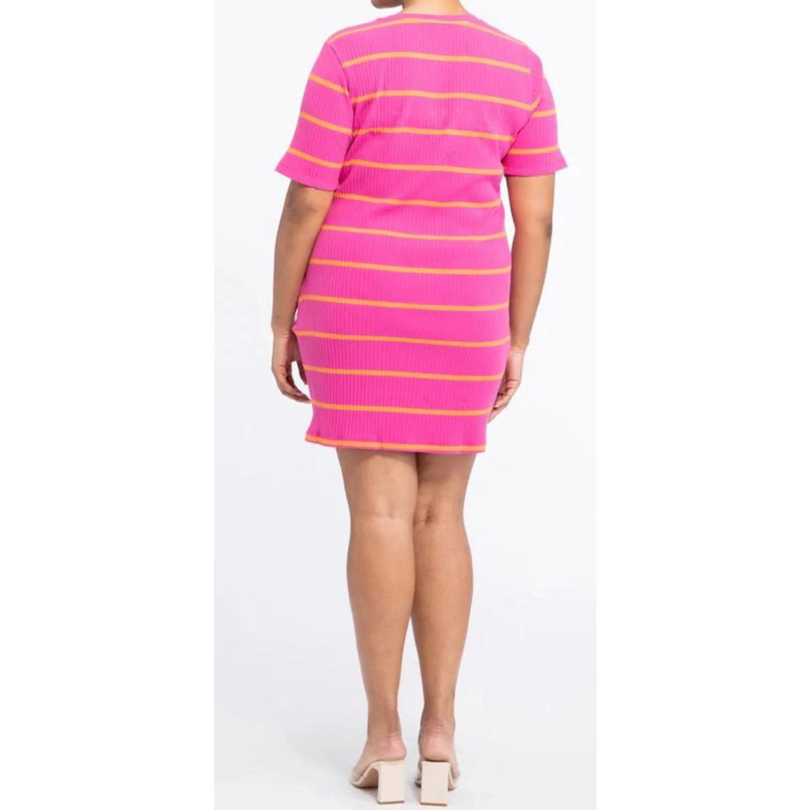 Sanctuary Sanctuary Tangerine Tart Stripe Mini Dress, Plus Size 3X Size 3XL / US 20-22 - 2 Thumbnail
