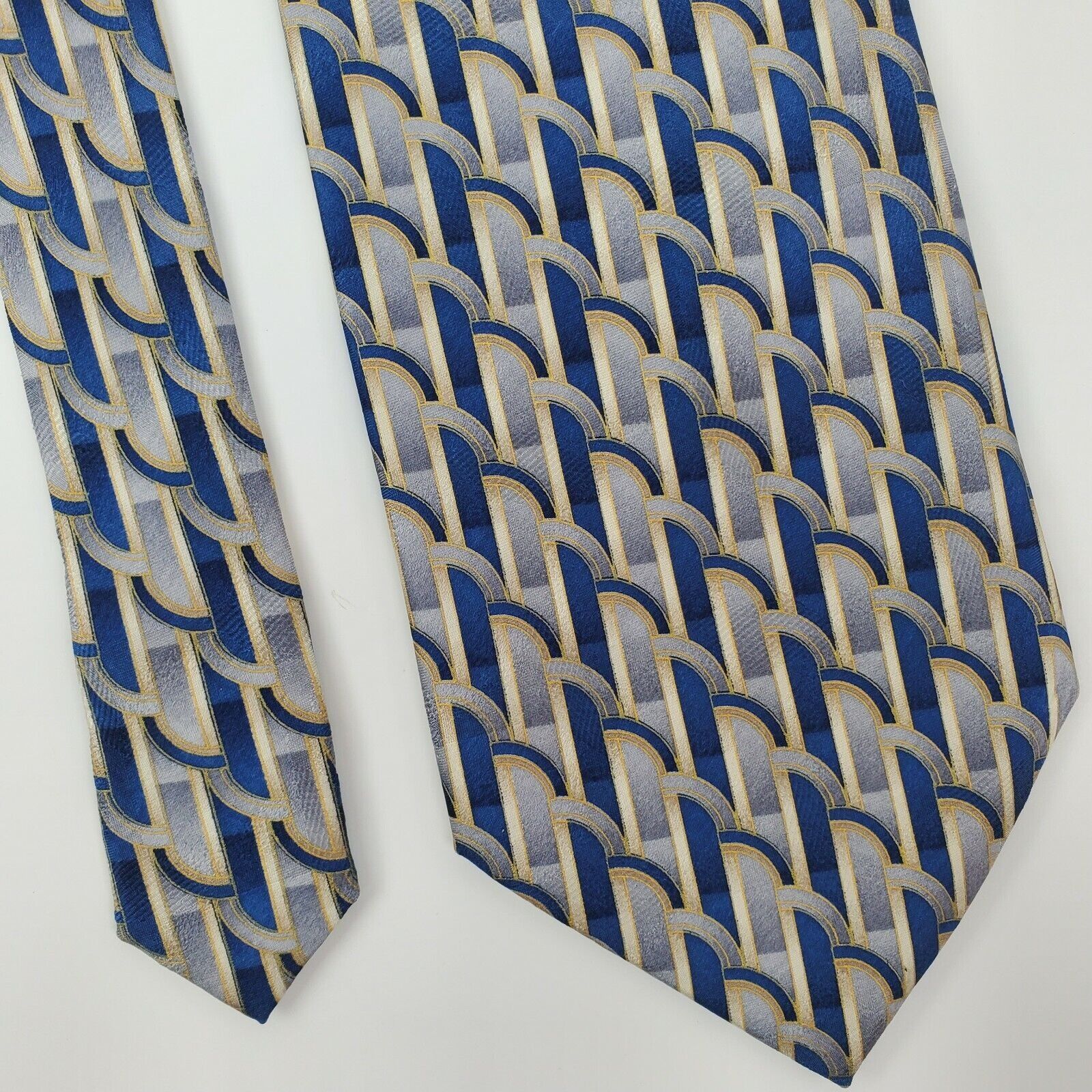 Pierre Cardin Pierre Cardin Blue SIlver Silk Geometric Tie Classic Size ONE SIZE - 1 Thumbnail